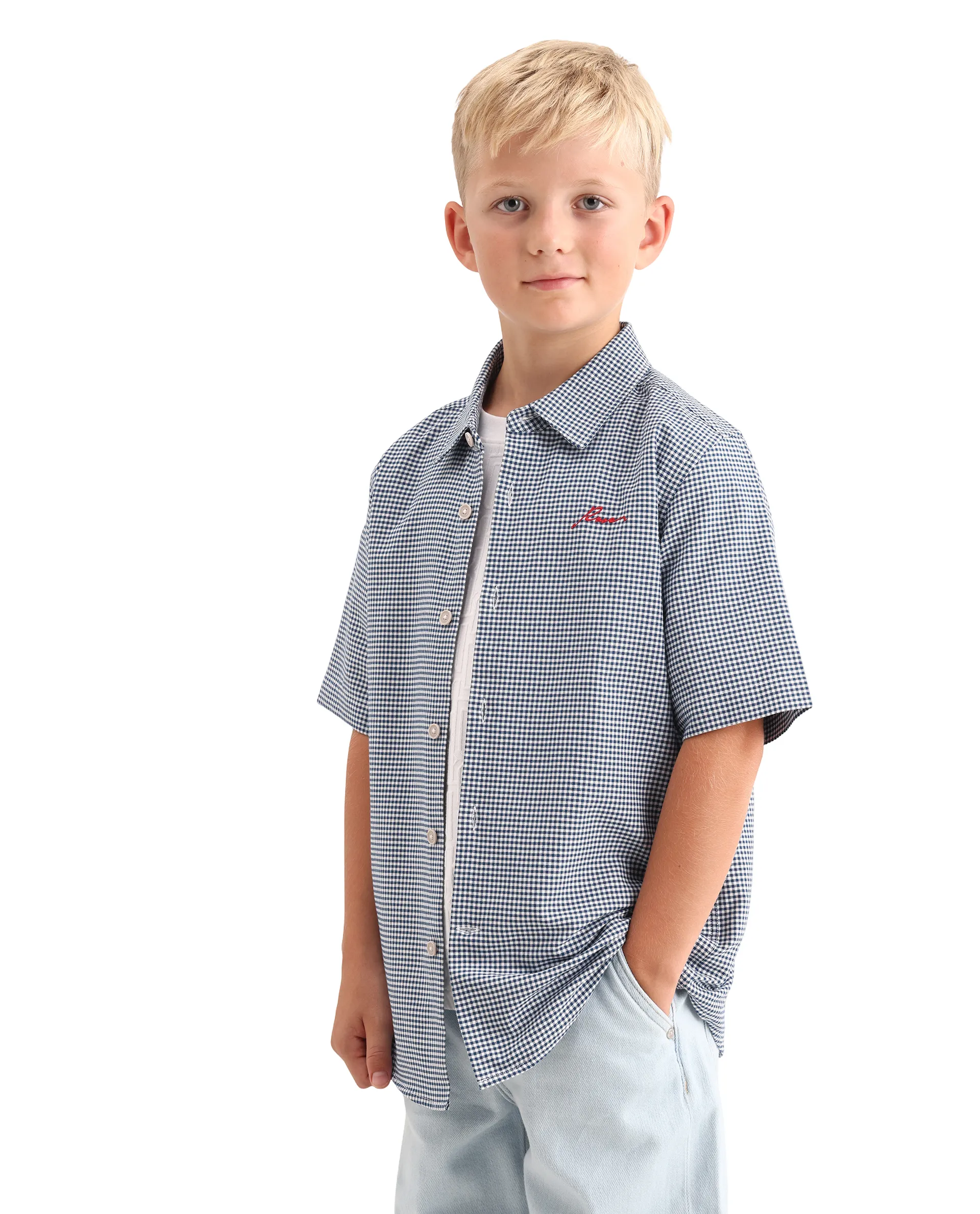 Rare Ones Kids Larton Light Blue Cotton Fabric Button Closure Regular Fit Shirt - Image 6