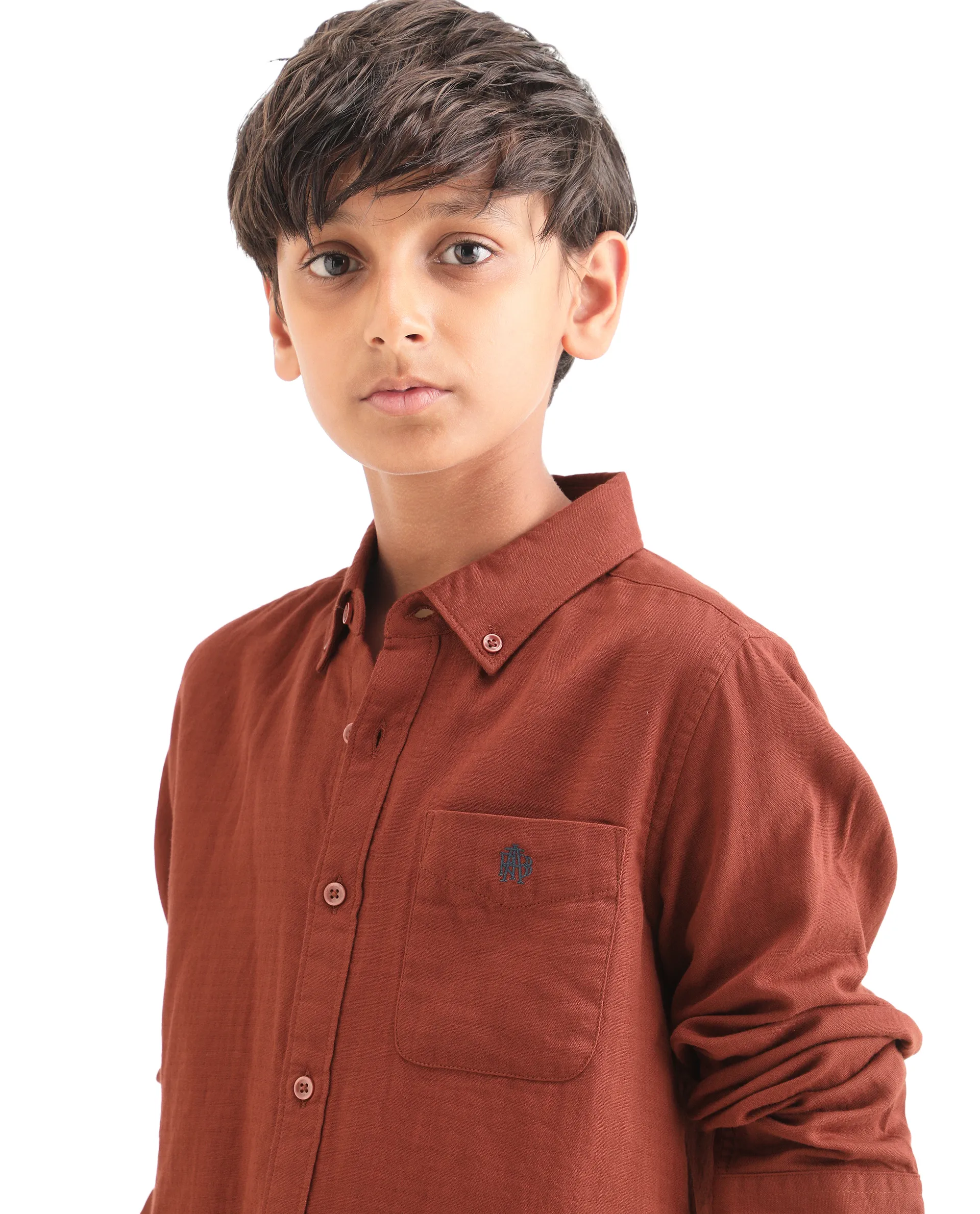 Rare Ones Kids Layerr-K-Fs-26 Brown Cotton Blend Button Closure Regular Fit Shirt - Image 3