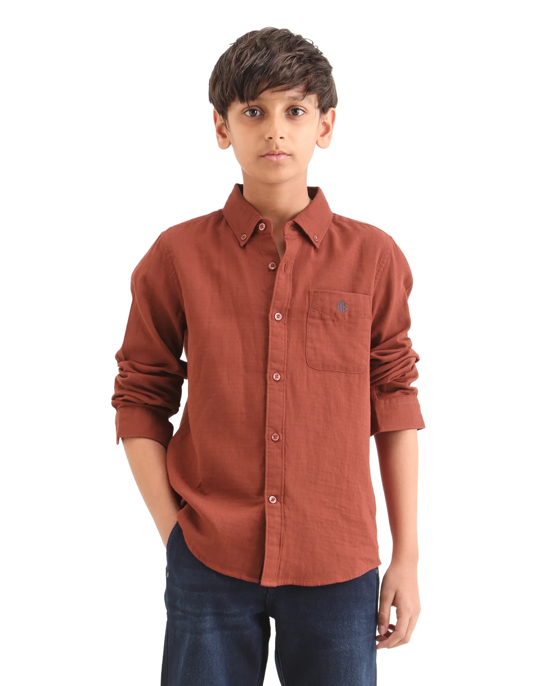 Rare Ones Kids Layerr-K-Fs-26 Brown Cotton Blend Button Closure Regular Fit Shirt - Image 4