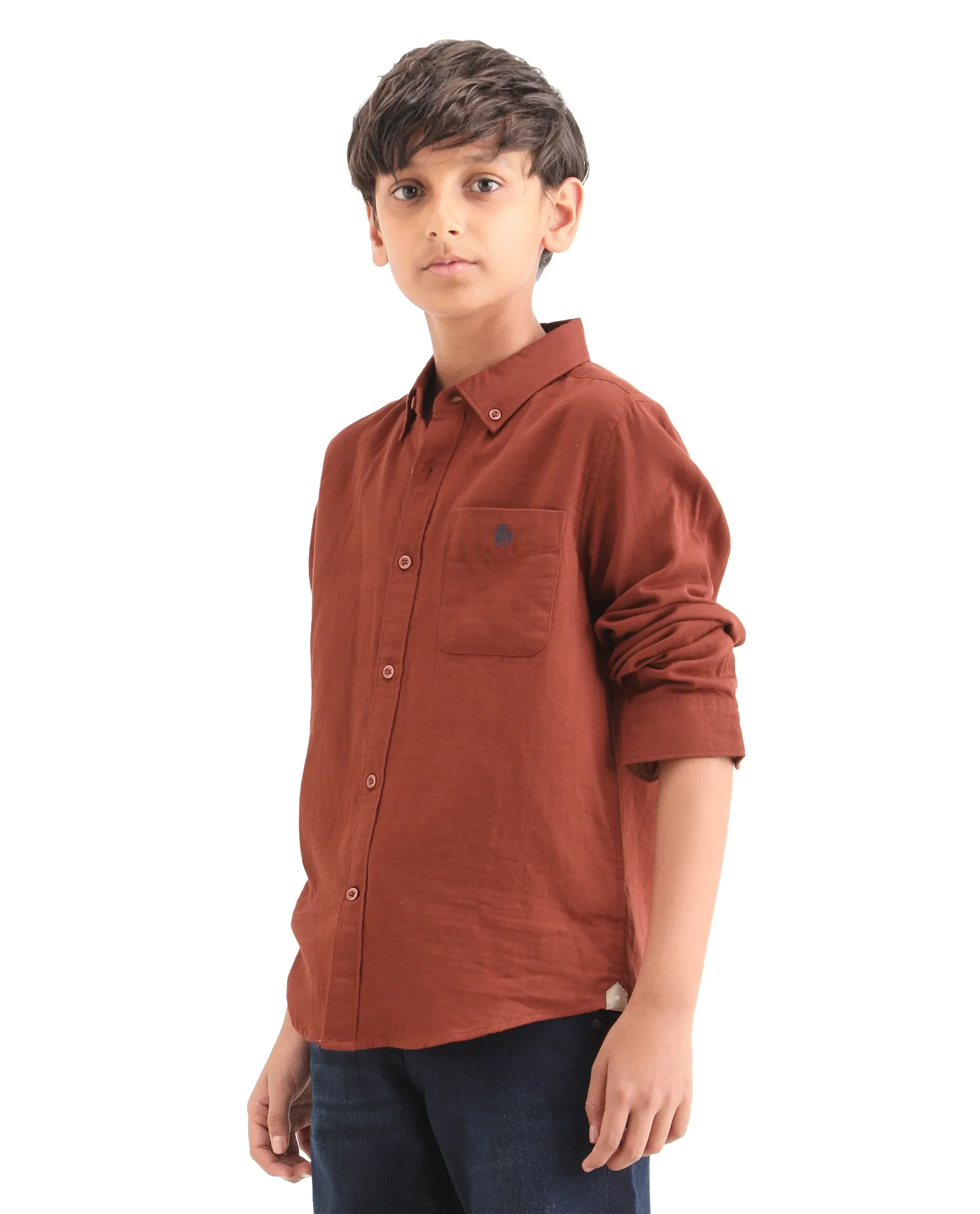 Rare Ones Kids Layerr-K-Fs-26 Brown Cotton Blend Button Closure Regular Fit Shirt - Image 5