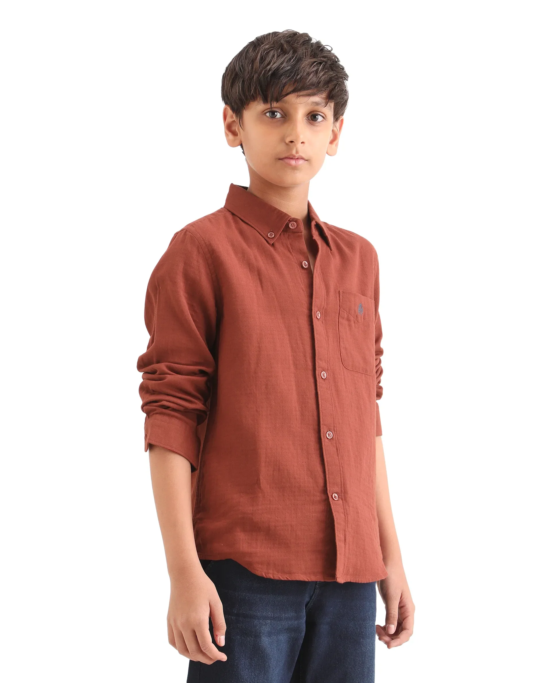 Rare Ones Kids Layerr-K-Fs-26 Brown Cotton Blend Button Closure Regular Fit Shirt - Image 6