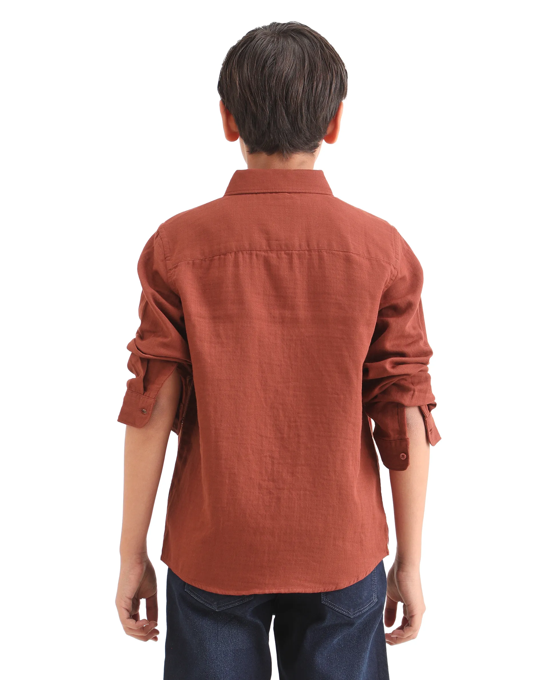 Rare Ones Kids Layerr-K-Fs-26 Brown Cotton Blend Button Closure Regular Fit Shirt - Image 7