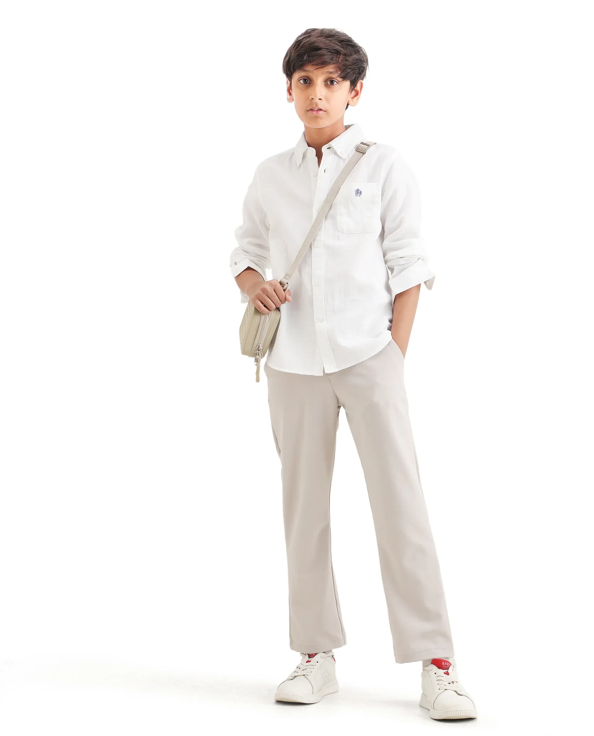 Rare Ones Kids Layerr-K-Fs-26 White Cotton Blend Button Closure Regular Fit Shirt - Image 2