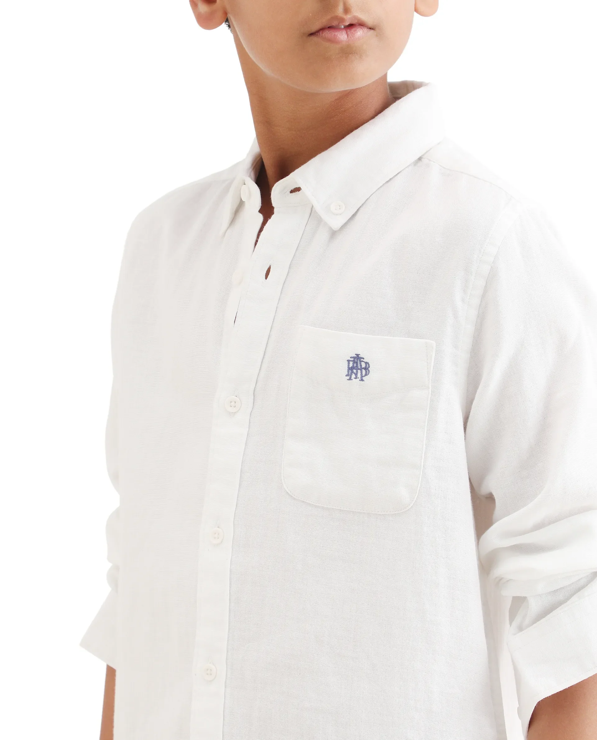 Rare Ones Kids Layerr-K-Fs-26 White Cotton Blend Button Closure Regular Fit Shirt - Image 3