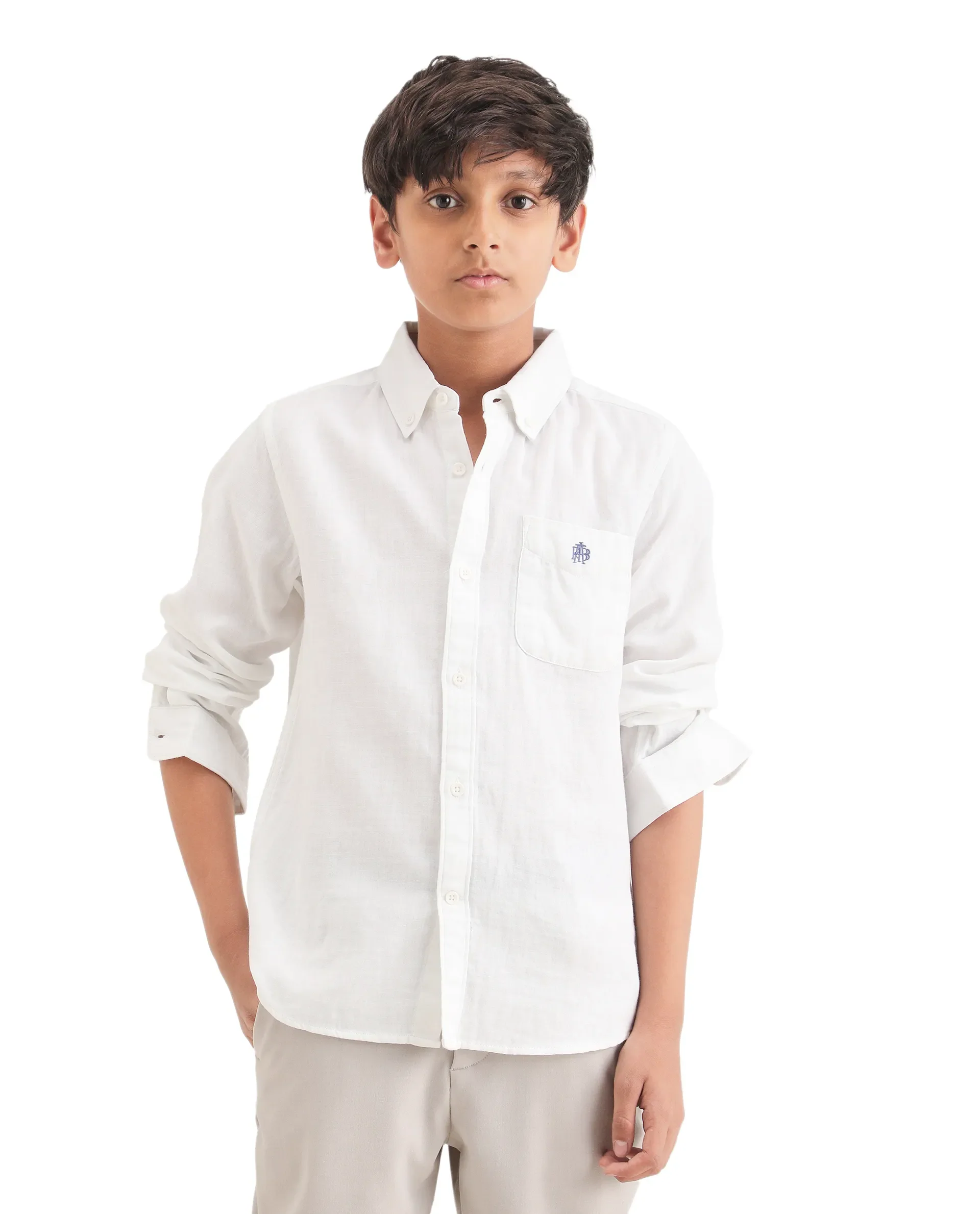 Rare Ones Kids Layerr-K-Fs-26 White Cotton Blend Button Closure Regular Fit Shirt - Image 4