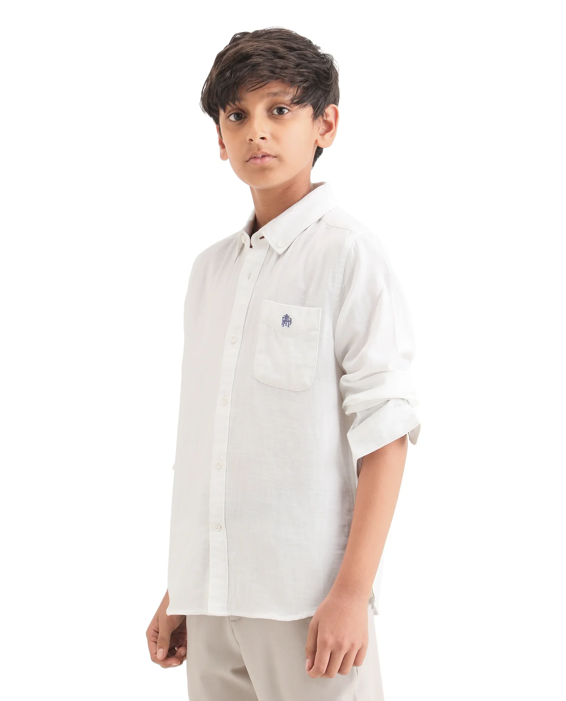 Rare Ones Kids Layerr-K-Fs-26 White Cotton Blend Button Closure Regular Fit Shirt - Image 5