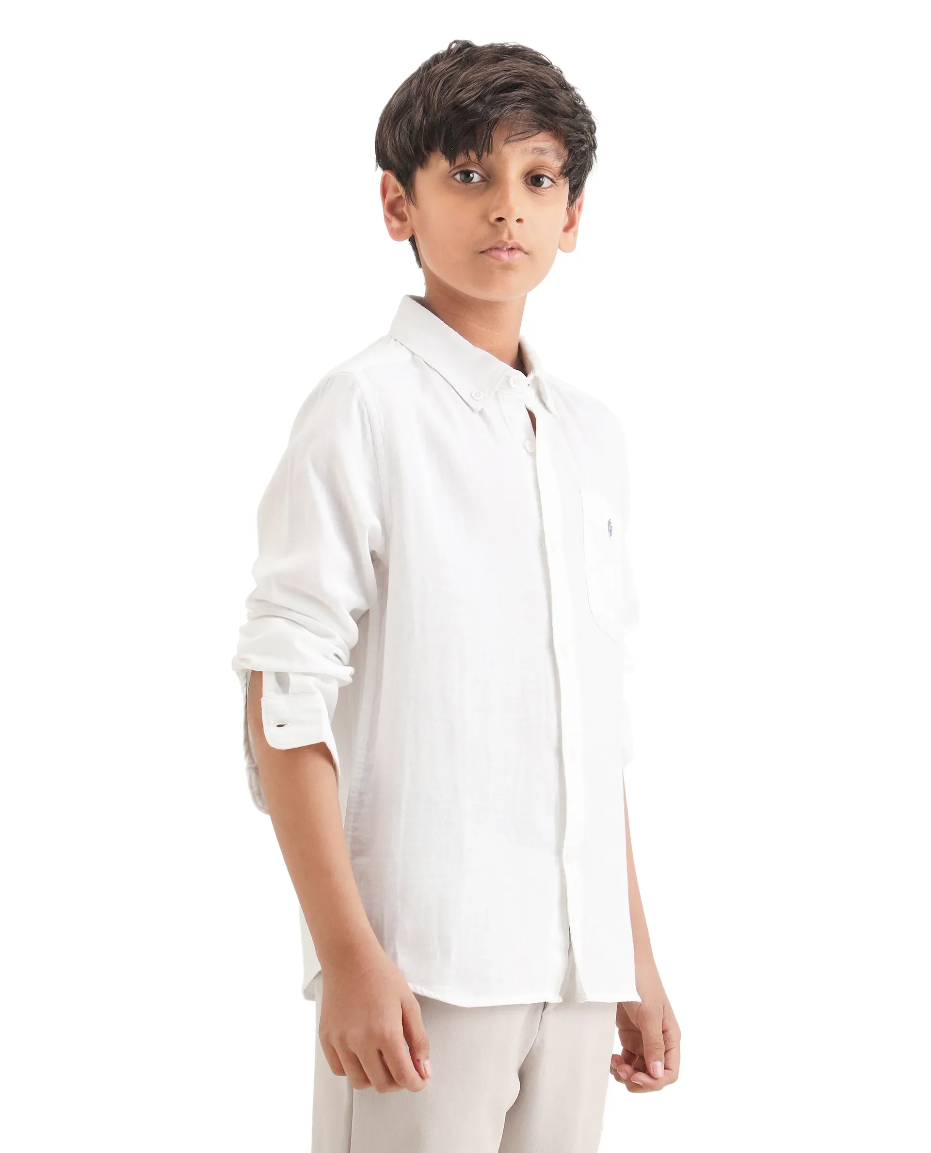 Rare Ones Kids Layerr-K-Fs-26 White Cotton Blend Button Closure Regular Fit Shirt - Image 6