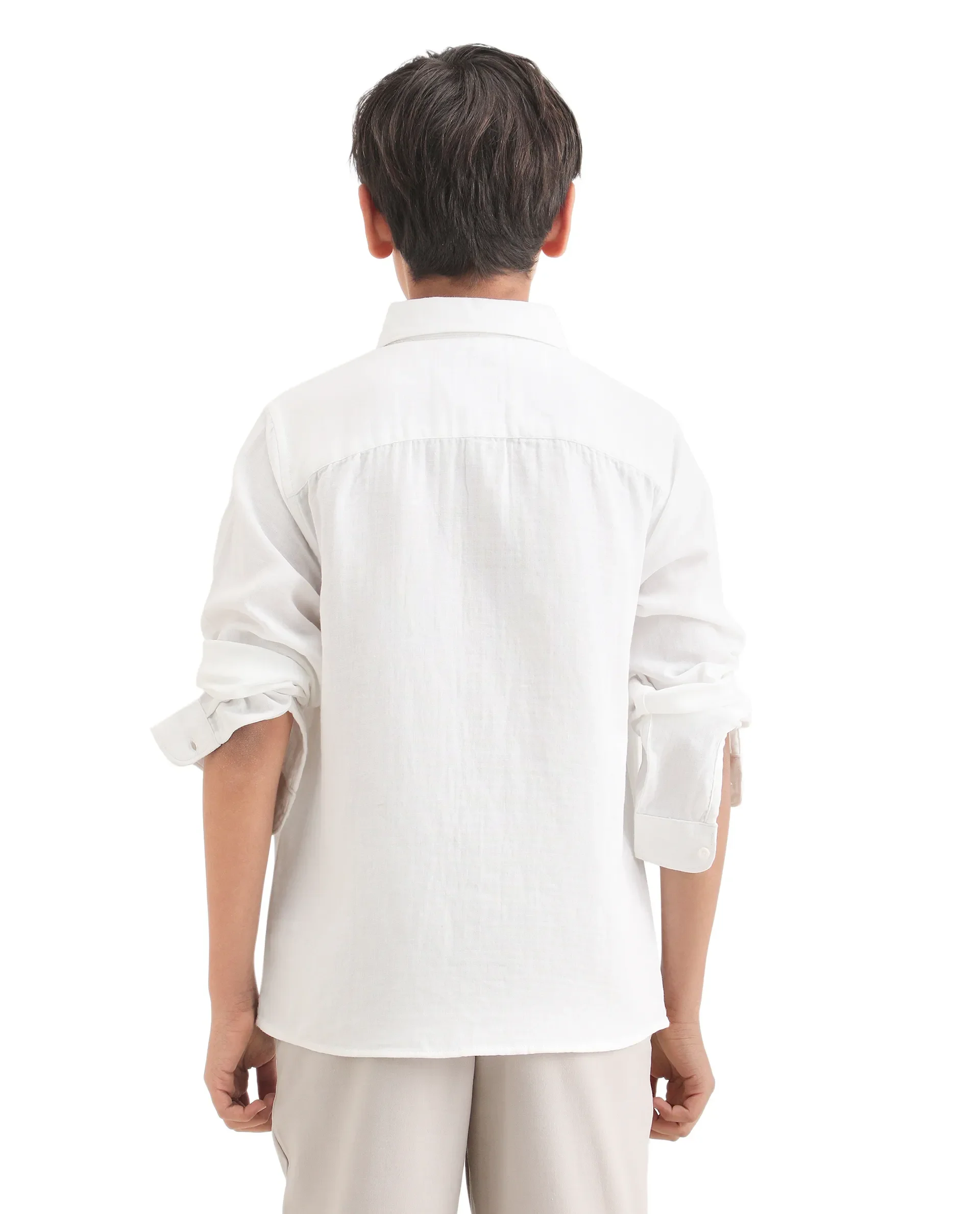 Rare Ones Kids Layerr-K-Fs-26 White Cotton Blend Button Closure Regular Fit Shirt - Image 7