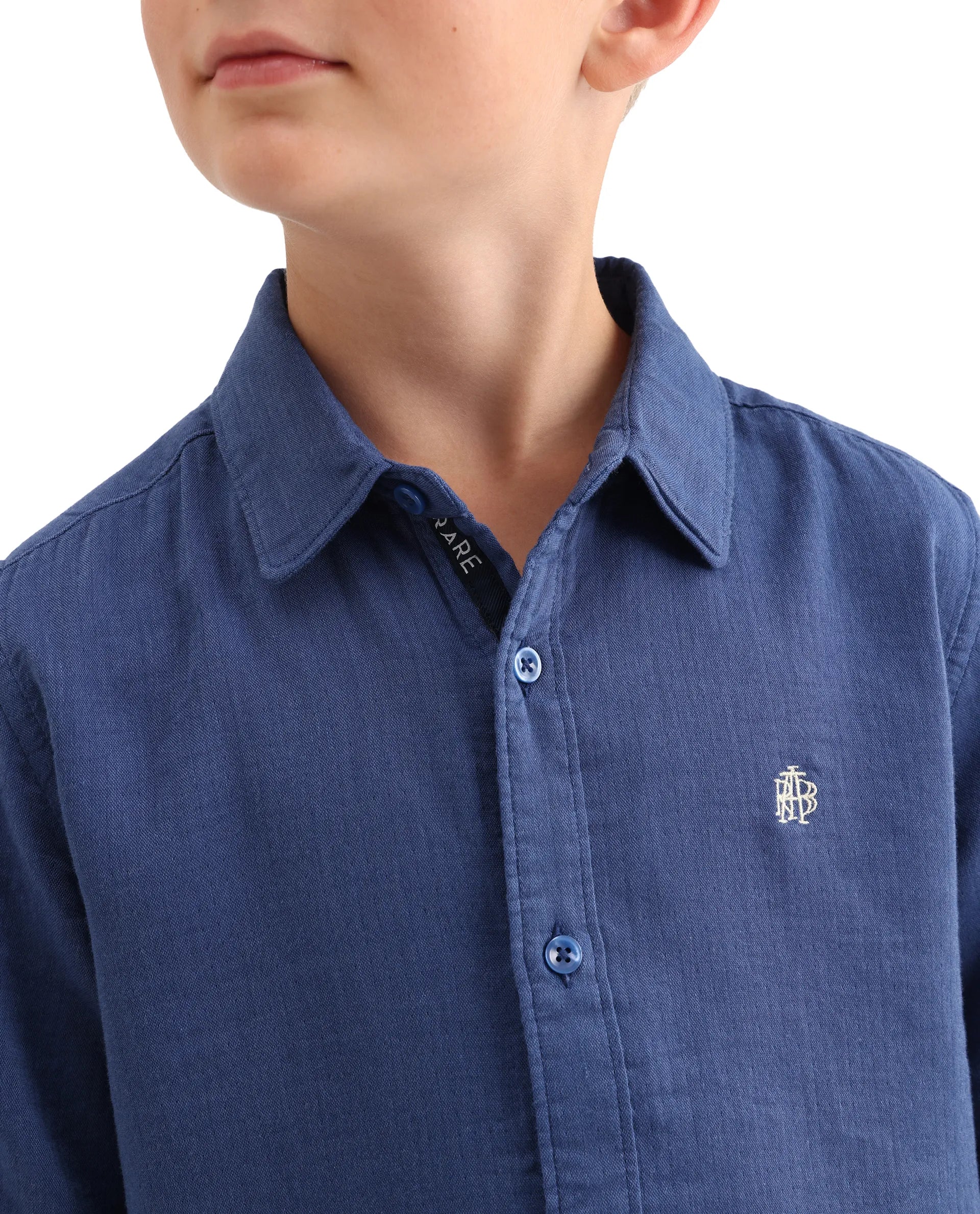 Rare Ones Kids Layerr-K-Hs-26 Blue Cotton Blend Button Closure Regular Fit Shirt - Image 4