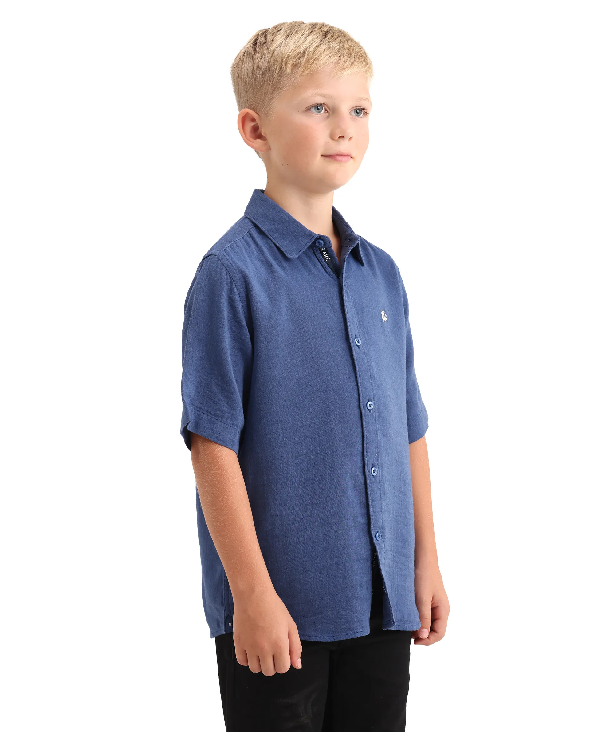Rare Ones Kids Layerr-K-Hs-26 Blue Cotton Blend Button Closure Regular Fit Shirt - Image 5