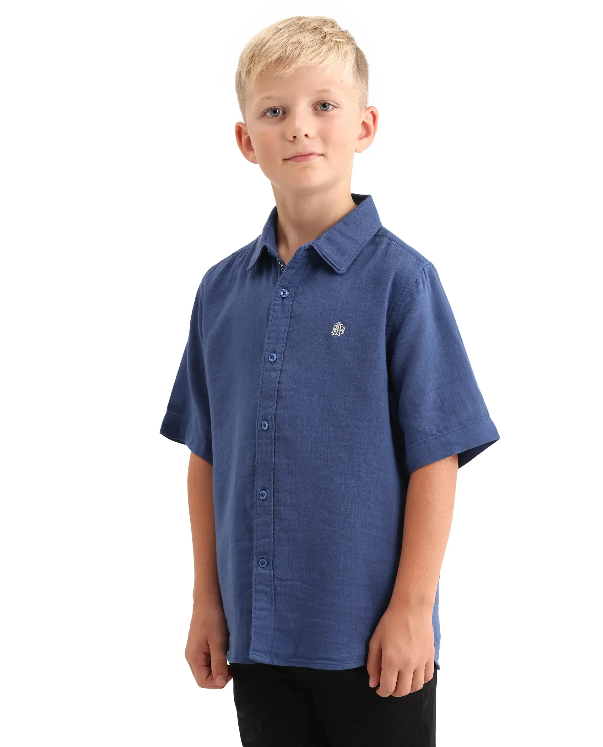 Rare Ones Kids Layerr-K-Hs-26 Blue Cotton Blend Button Closure Regular Fit Shirt - Image 6