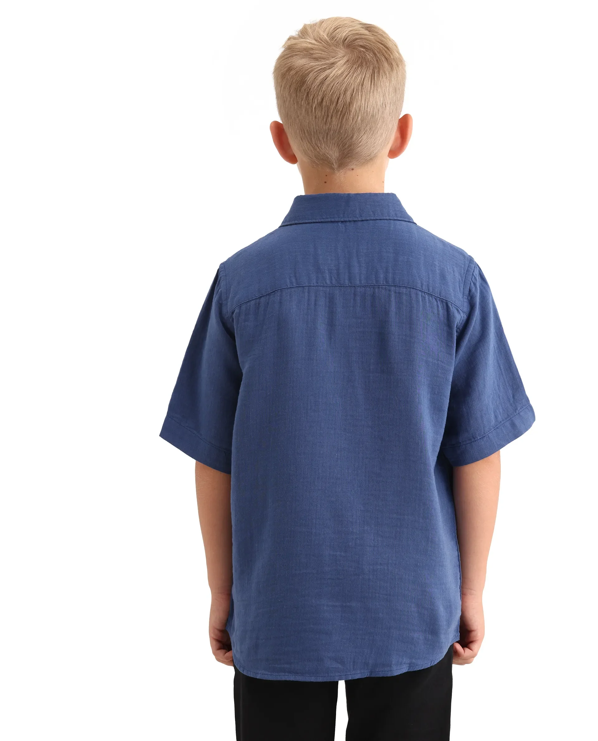 Rare Ones Kids Layerr-K-Hs-26 Blue Cotton Blend Button Closure Regular Fit Shirt - Image 7