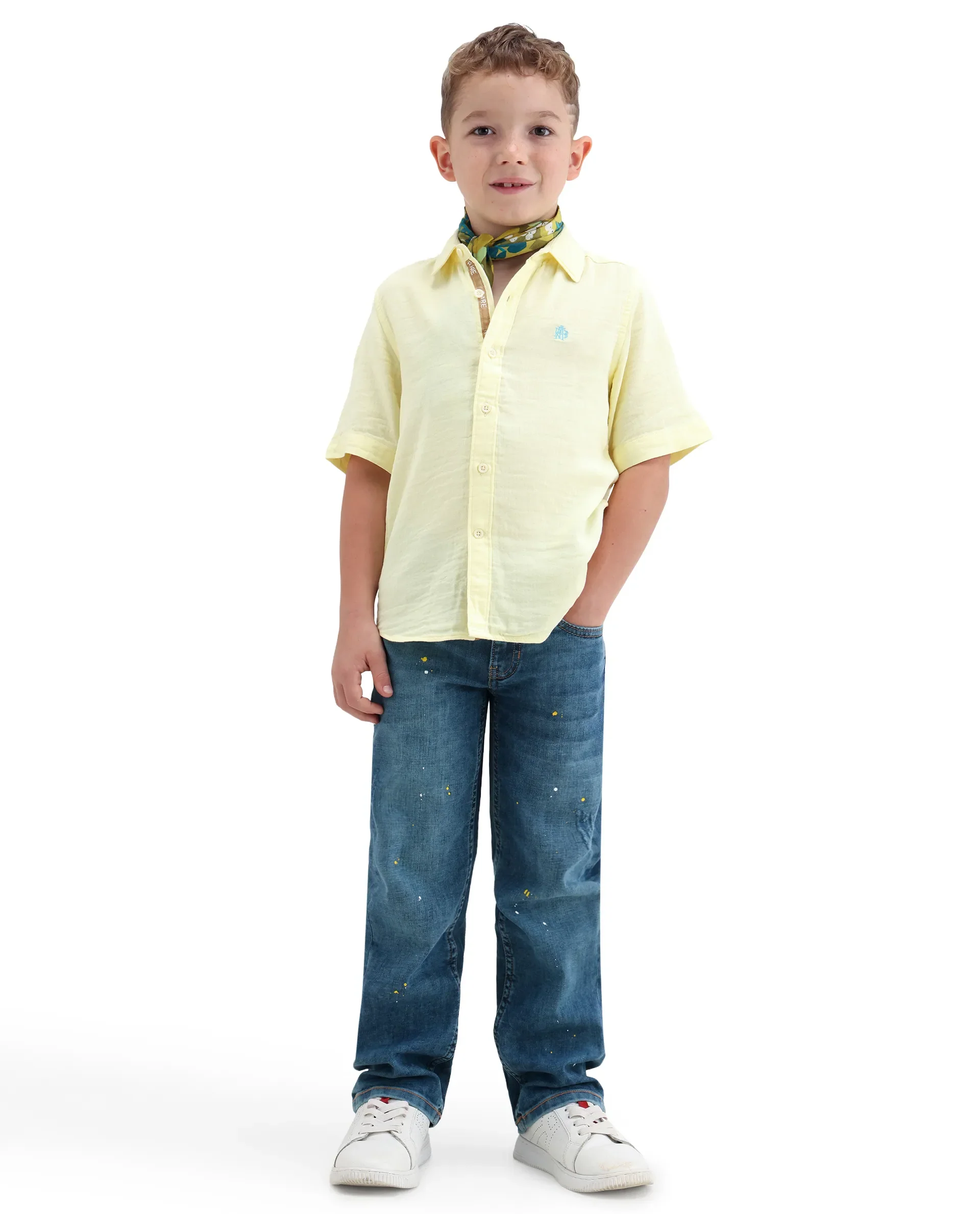 Rare Ones Kids Layerr-K-Hs-26 Light Yellow Cotton Blend Button Closure Regular Fit Shirt - Image 3