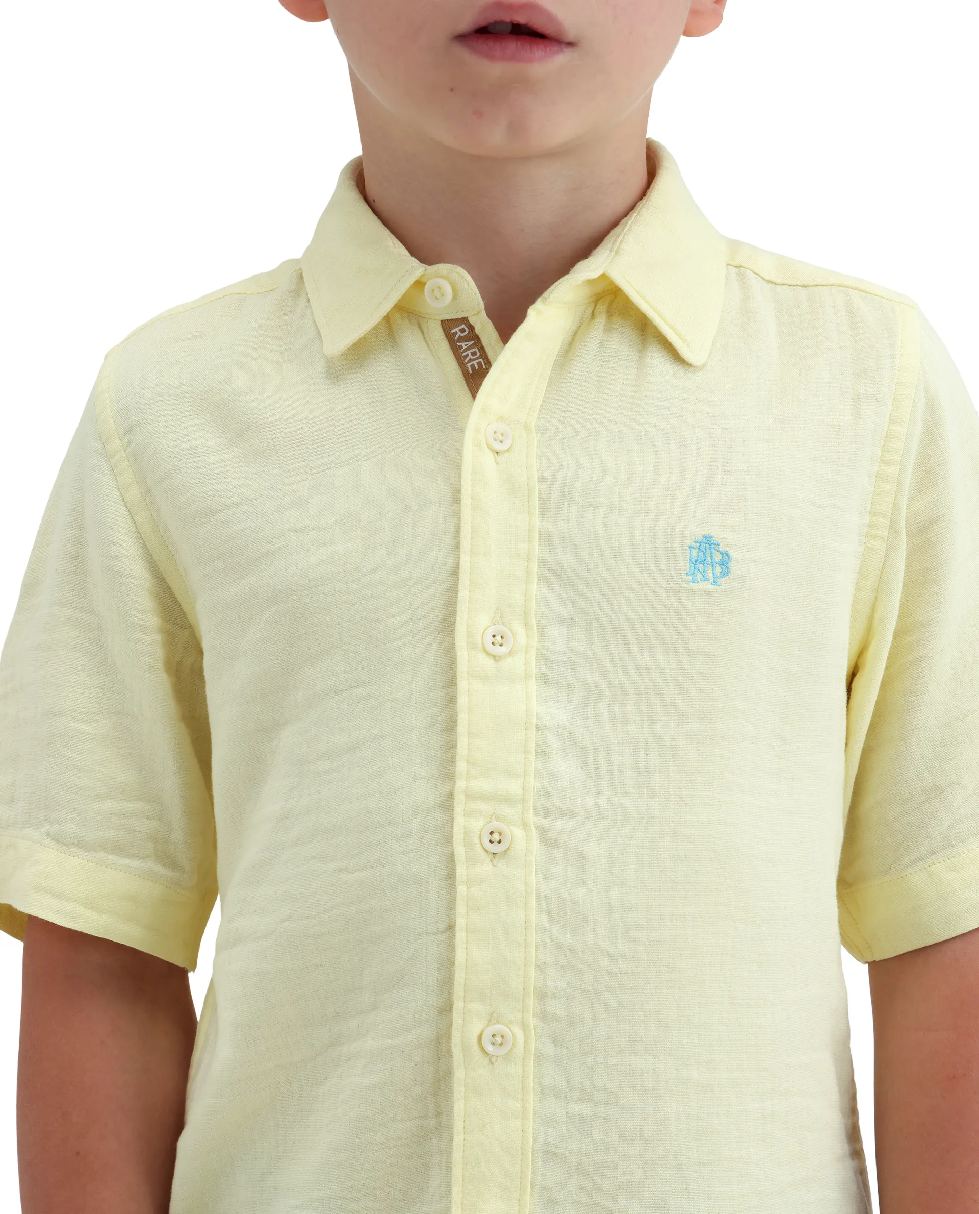Rare Ones Kids Layerr-K-Hs-26 Light Yellow Cotton Blend Button Closure Regular Fit Shirt - Image 4