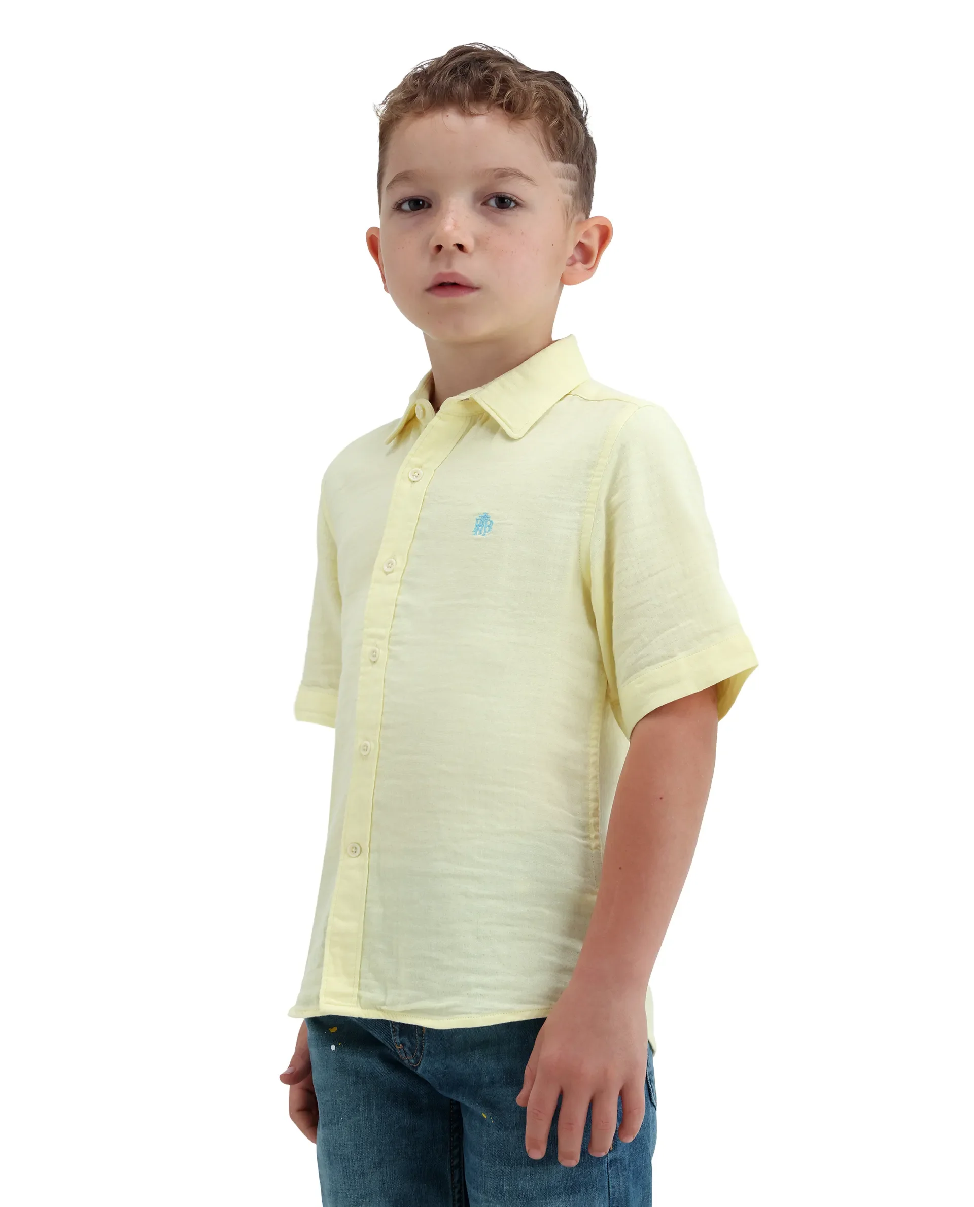 Rare Ones Kids Layerr-K-Hs-26 Light Yellow Cotton Blend Button Closure Regular Fit Shirt - Image 6