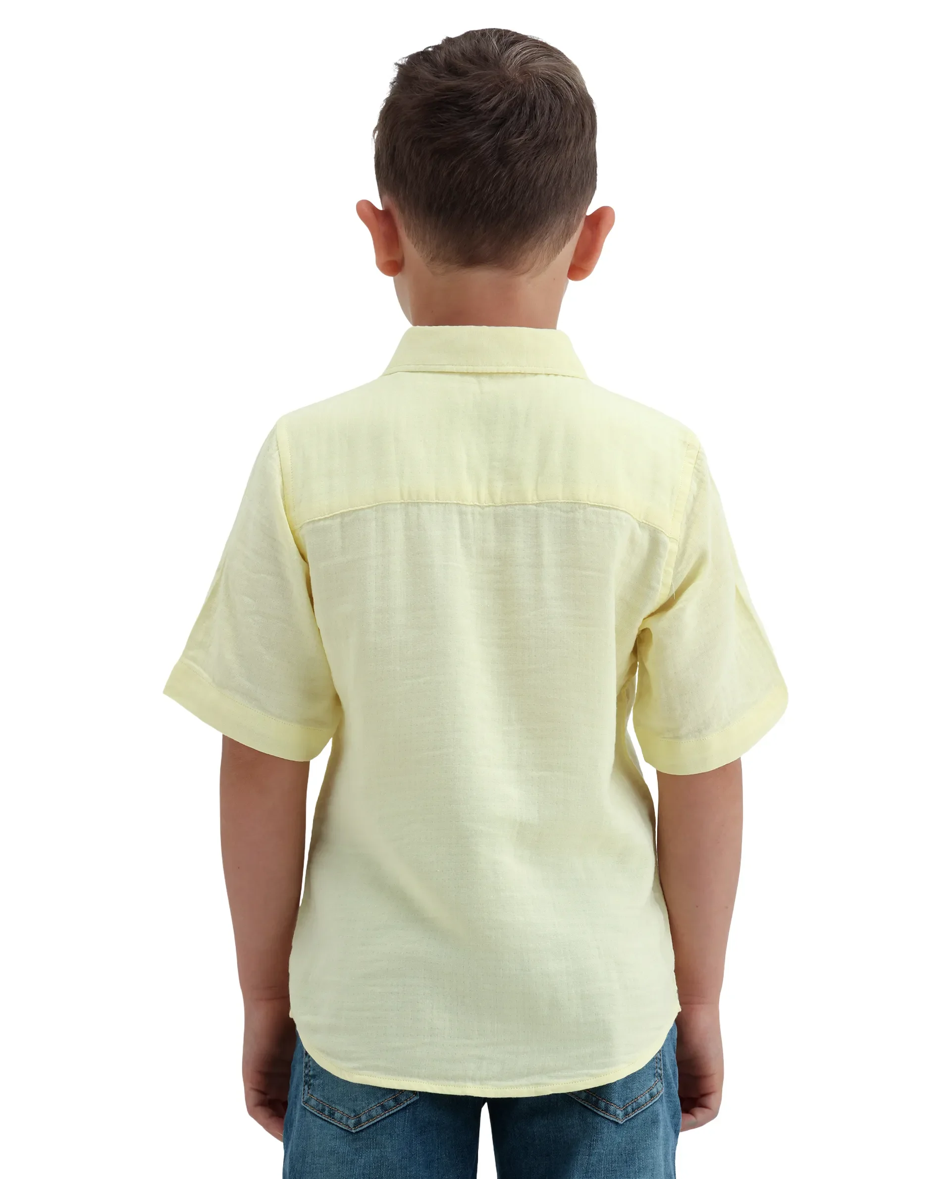 Rare Ones Kids Layerr-K-Hs-26 Light Yellow Cotton Blend Button Closure Regular Fit Shirt - Image 7