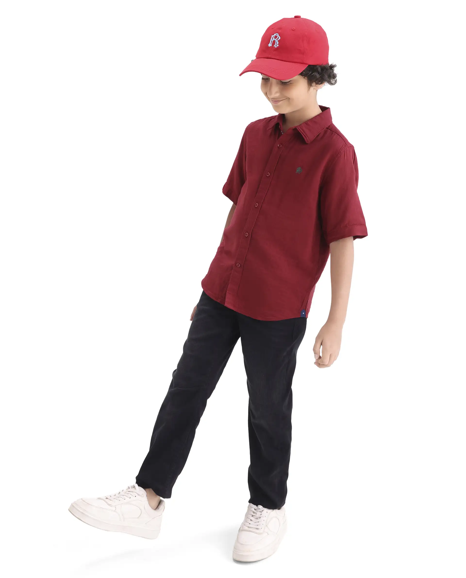 Rare Ones Kids Layerr-K-Hs-26 Red Cotton Blend Button Closure Regular Fit Shirt - Image 2