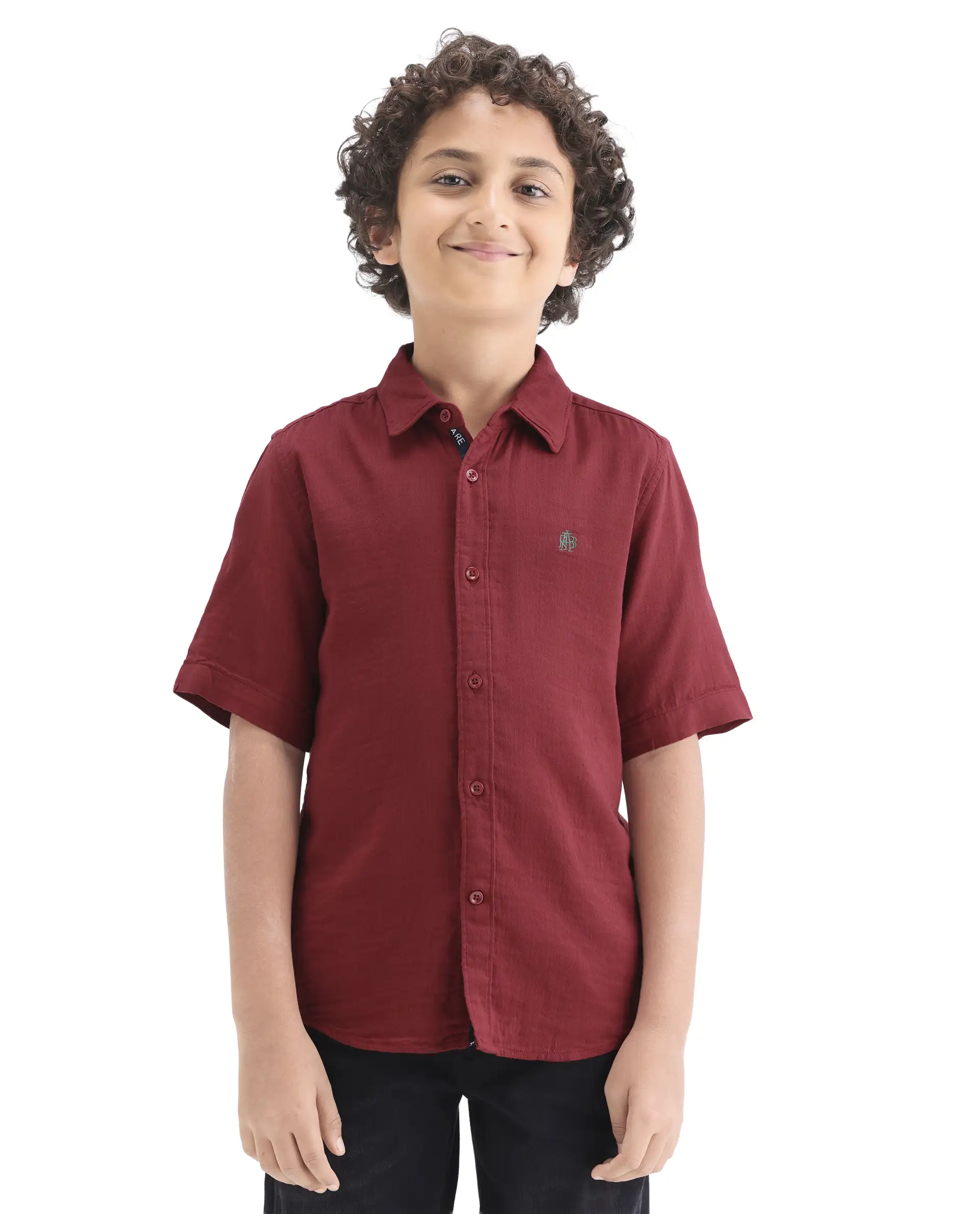 Rare Ones Kids Layerr-K-Hs-26 Red Cotton Blend Button Closure Regular Fit Shirt - Image 4