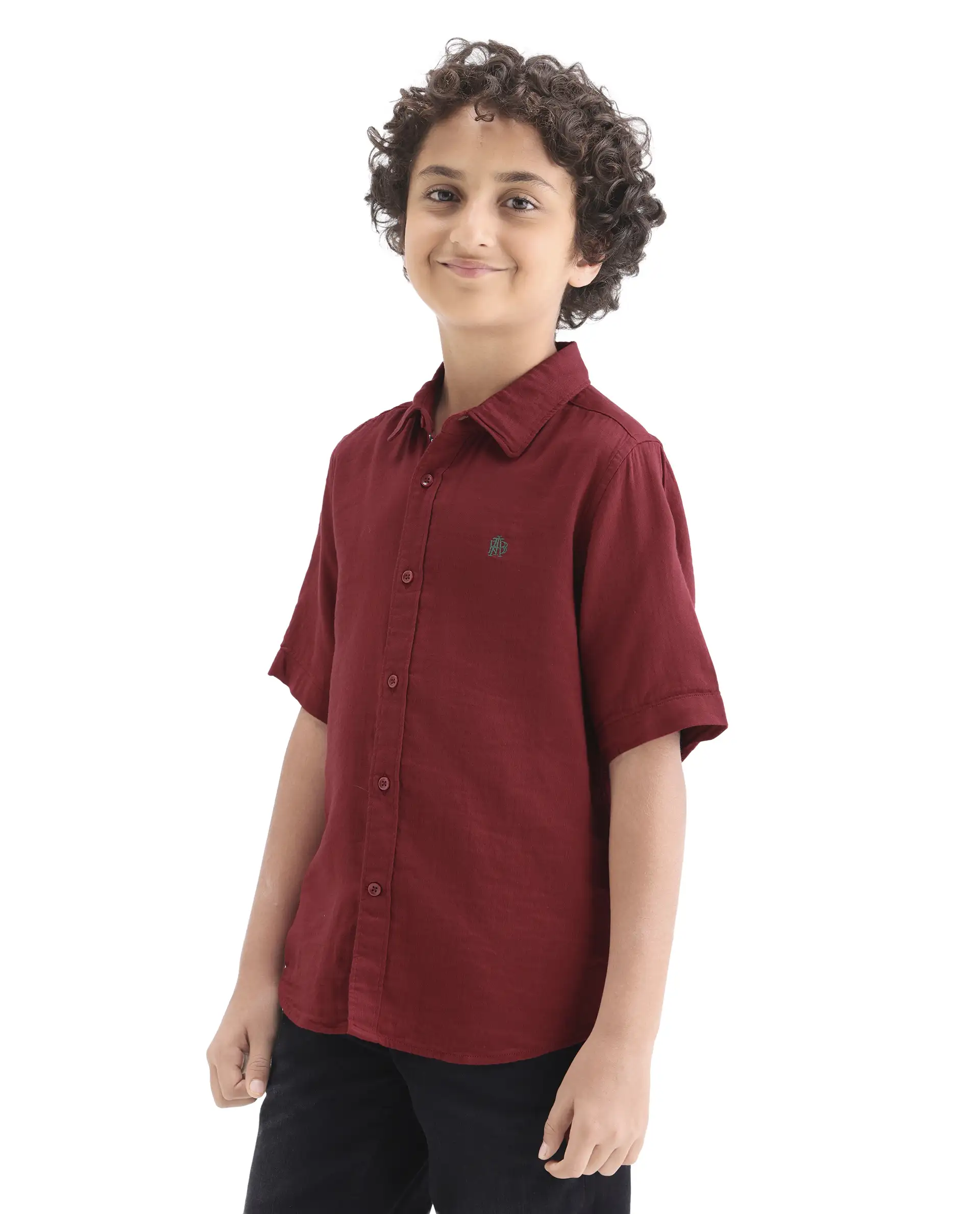 Rare Ones Kids Layerr-K-Hs-26 Red Cotton Blend Button Closure Regular Fit Shirt - Image 5