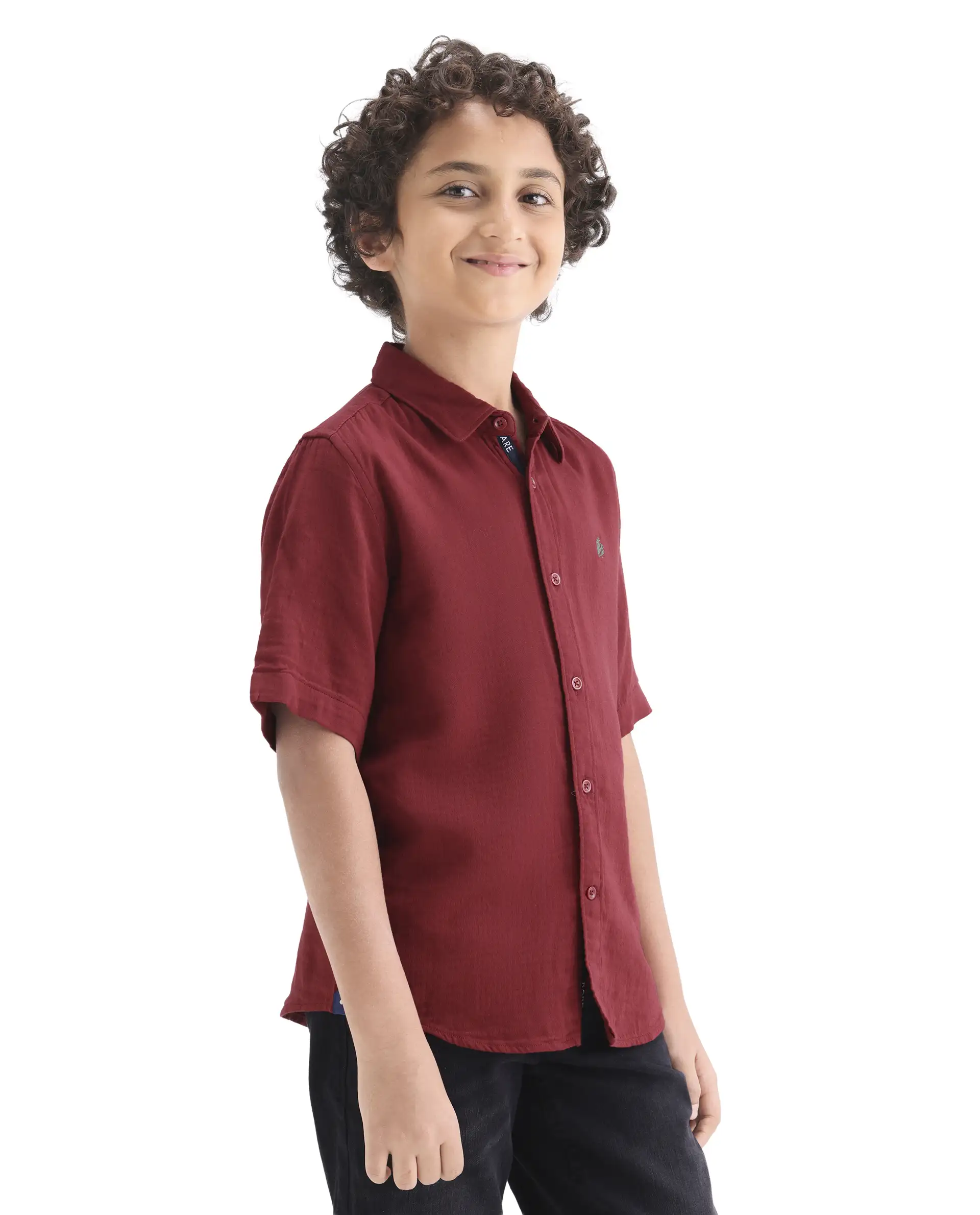 Rare Ones Kids Layerr-K-Hs-26 Red Cotton Blend Button Closure Regular Fit Shirt - Image 6