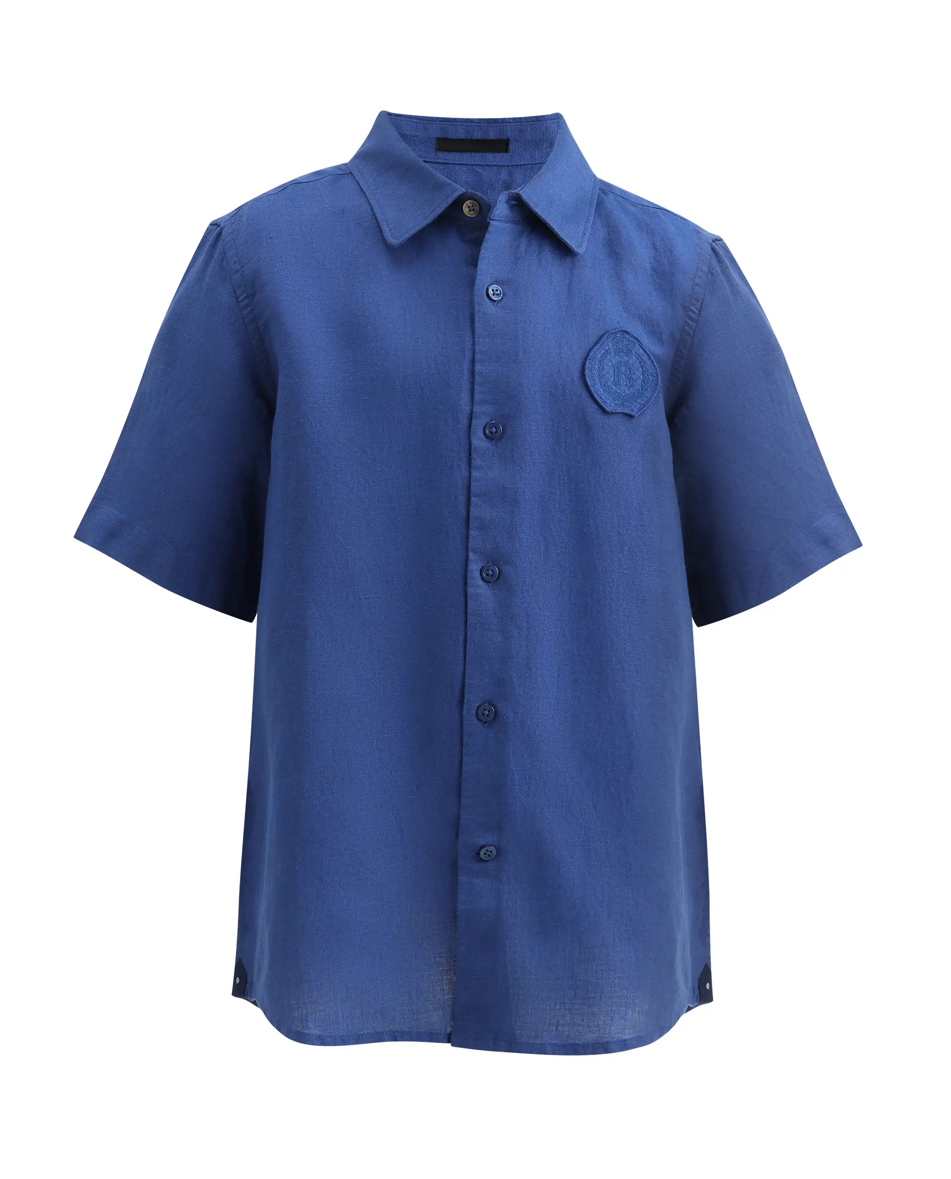 Rare Ones Kids Lino-Hs Blue Linen Blend Button Closure Regular Fit Shirt - Image 2