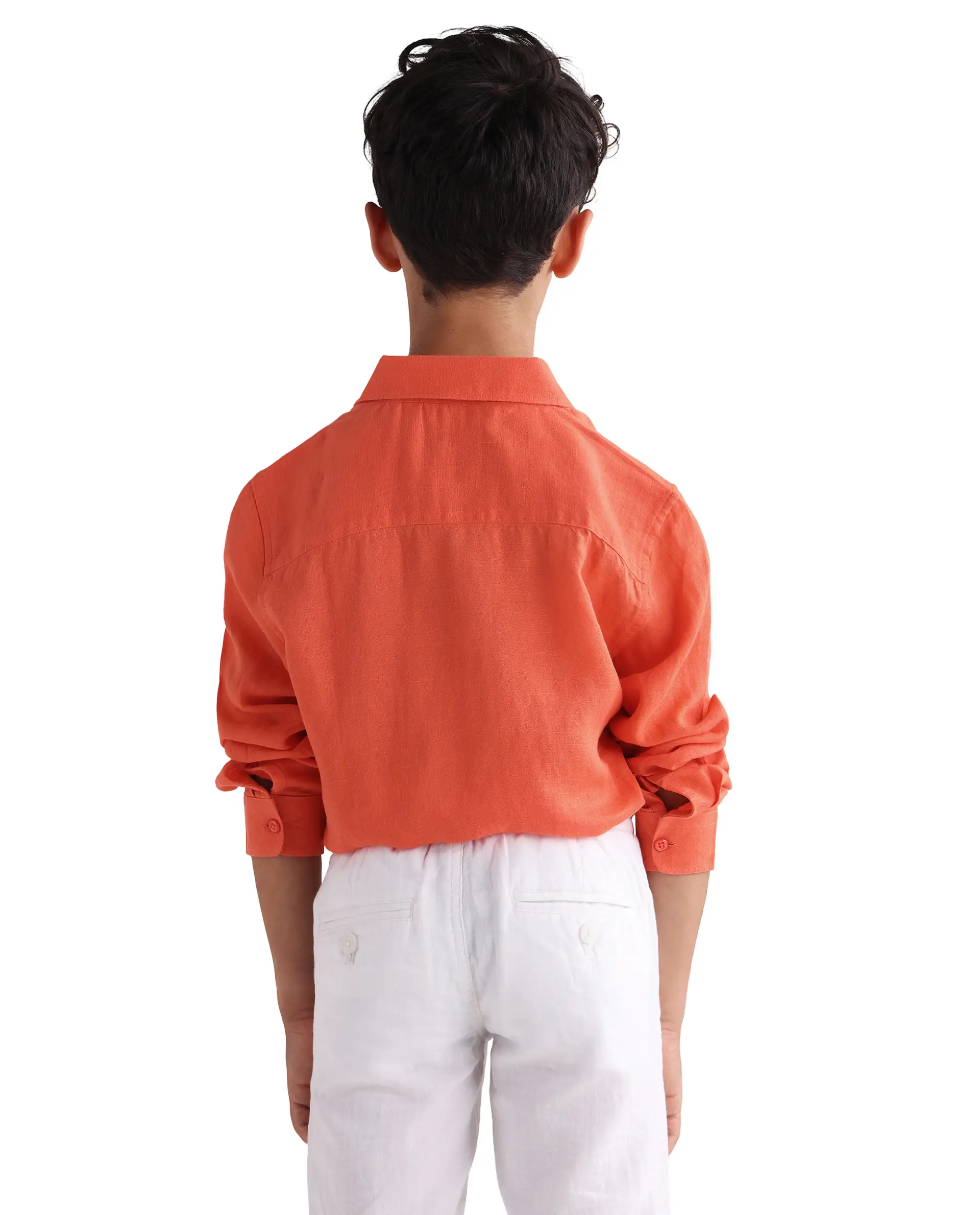Rare Ones Kids Linot-Fs Red Linen Blend Button Closure Regular Fit Shirt - Image 7