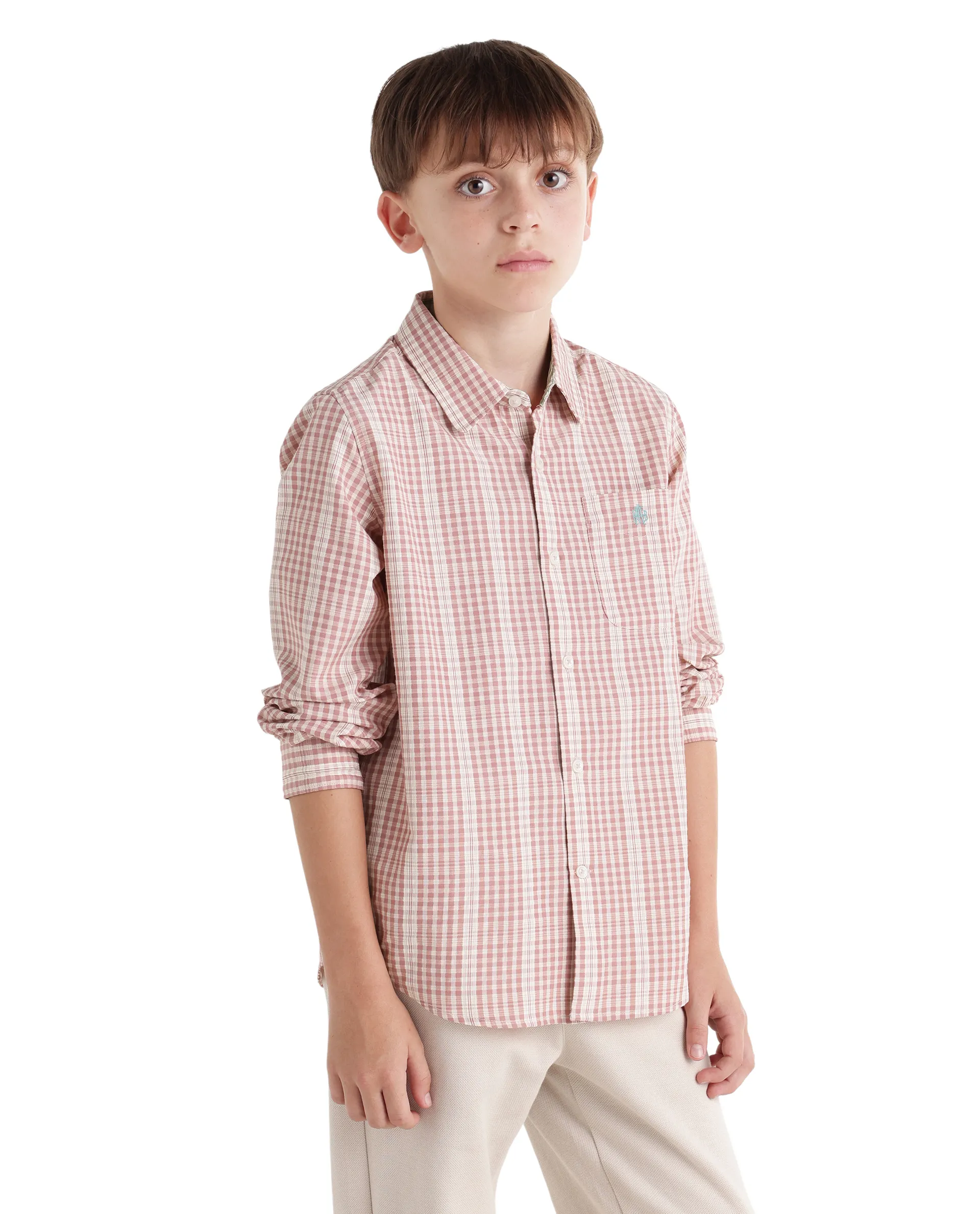 Rare Ones Kids Luton Dark Red Polyester Blend Fabric Button Closure Regular Fit Shirt - Image 5