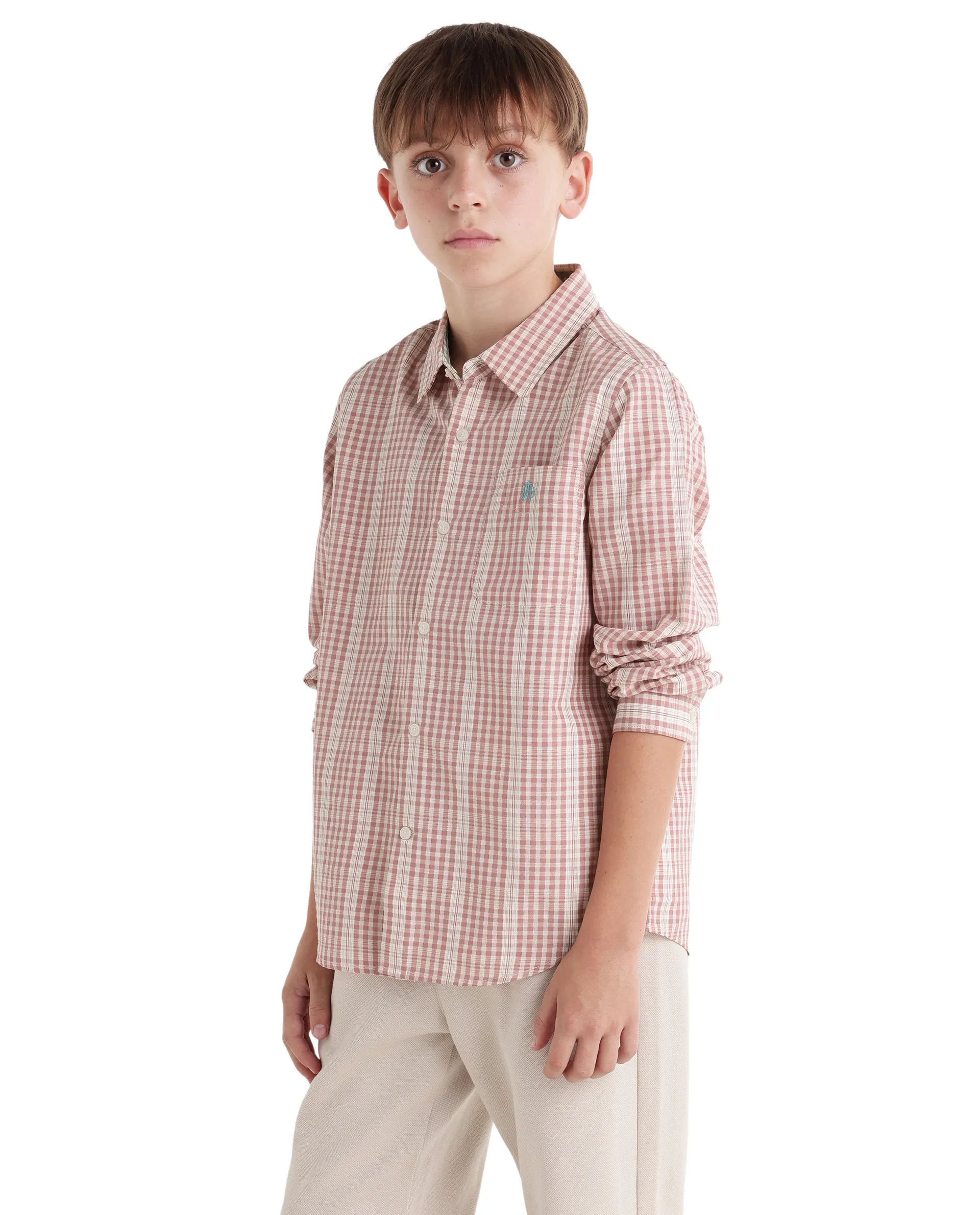 Rare Ones Kids Luton Dark Red Polyester Blend Fabric Button Closure Regular Fit Shirt - Image 6