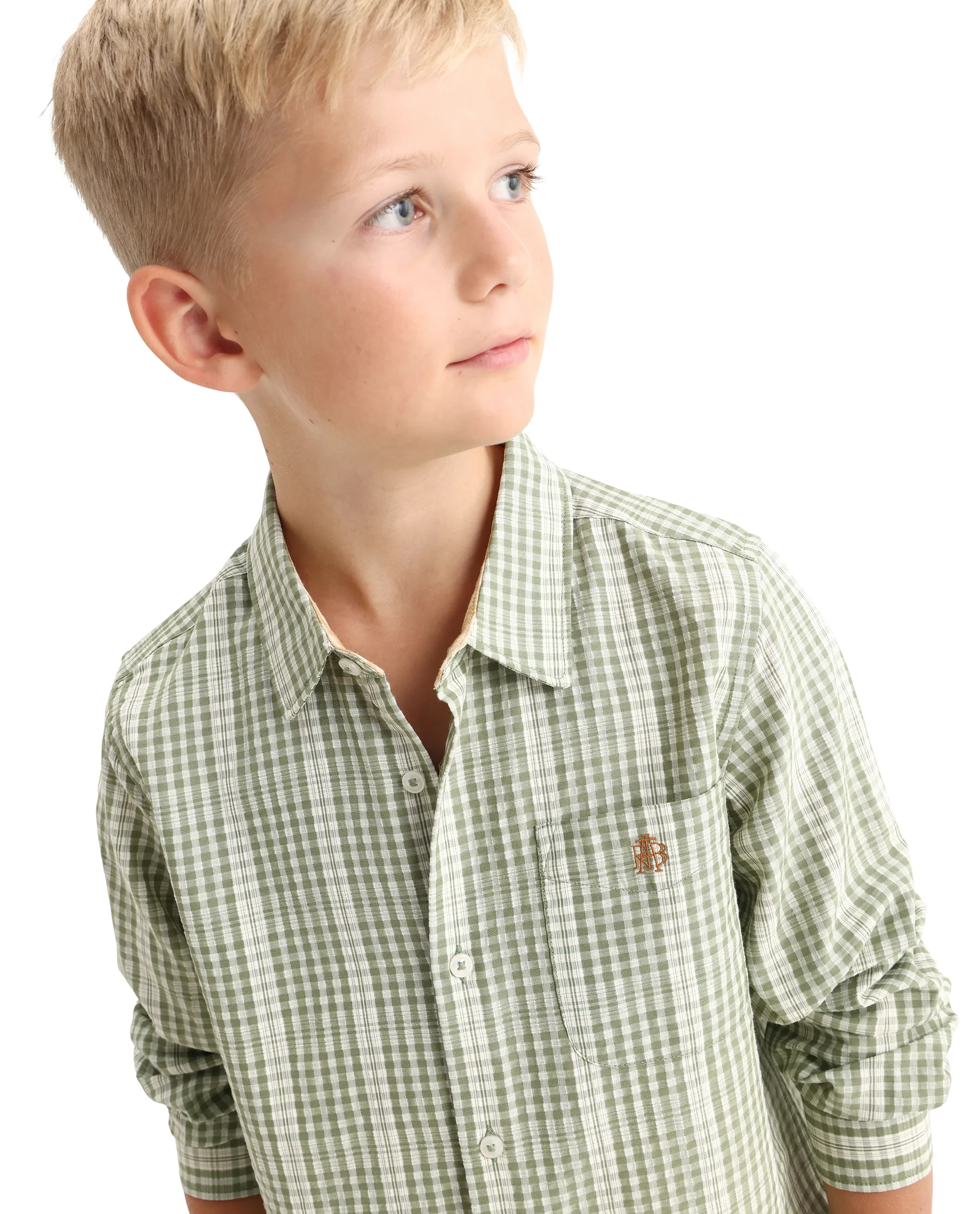 Rare Ones Kids Luton Light Green Polyester Blend Fabric Button Closure Regular Fit Shirt - Image 3