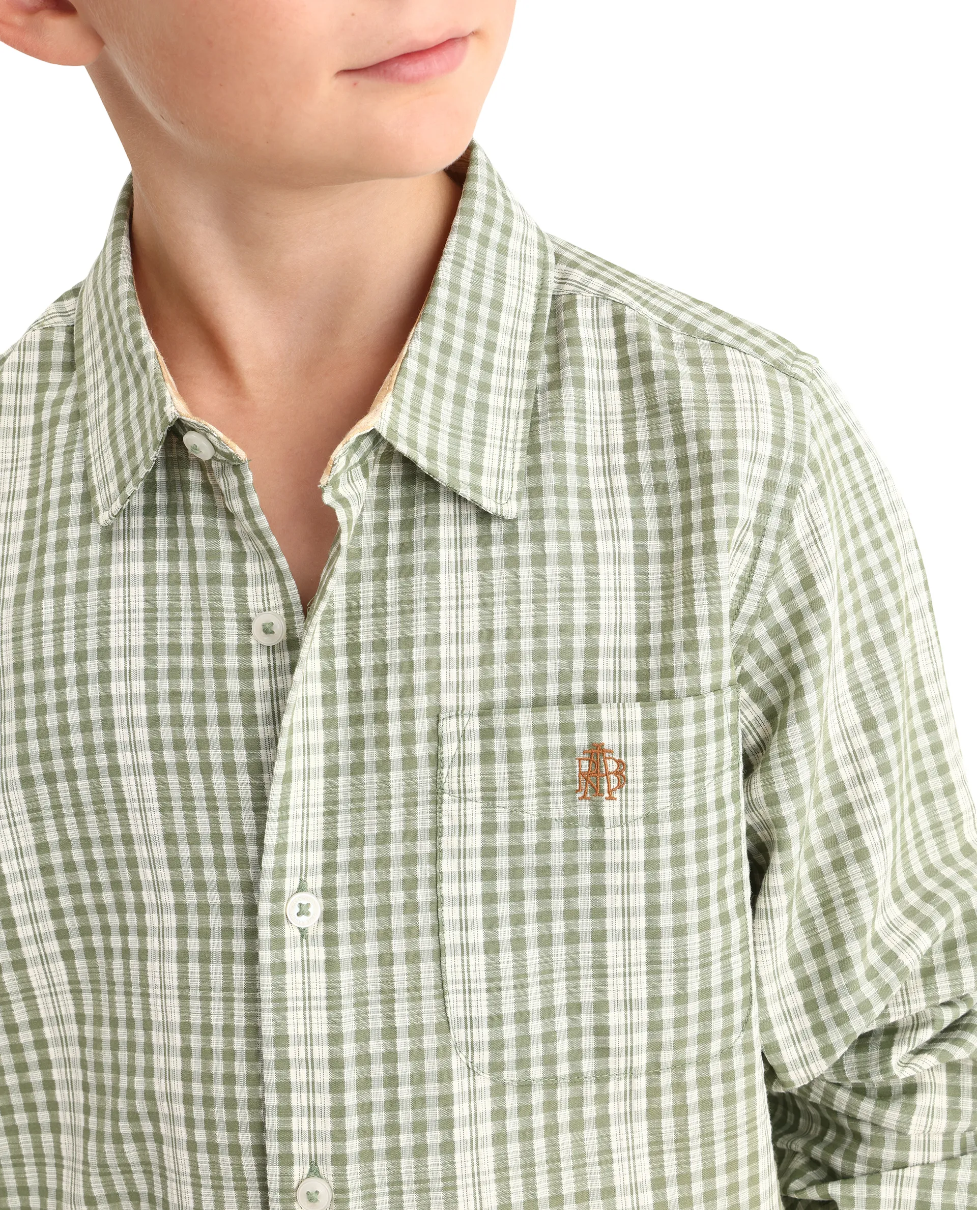 Rare Ones Kids Luton Light Green Polyester Blend Fabric Button Closure Regular Fit Shirt - Image 5