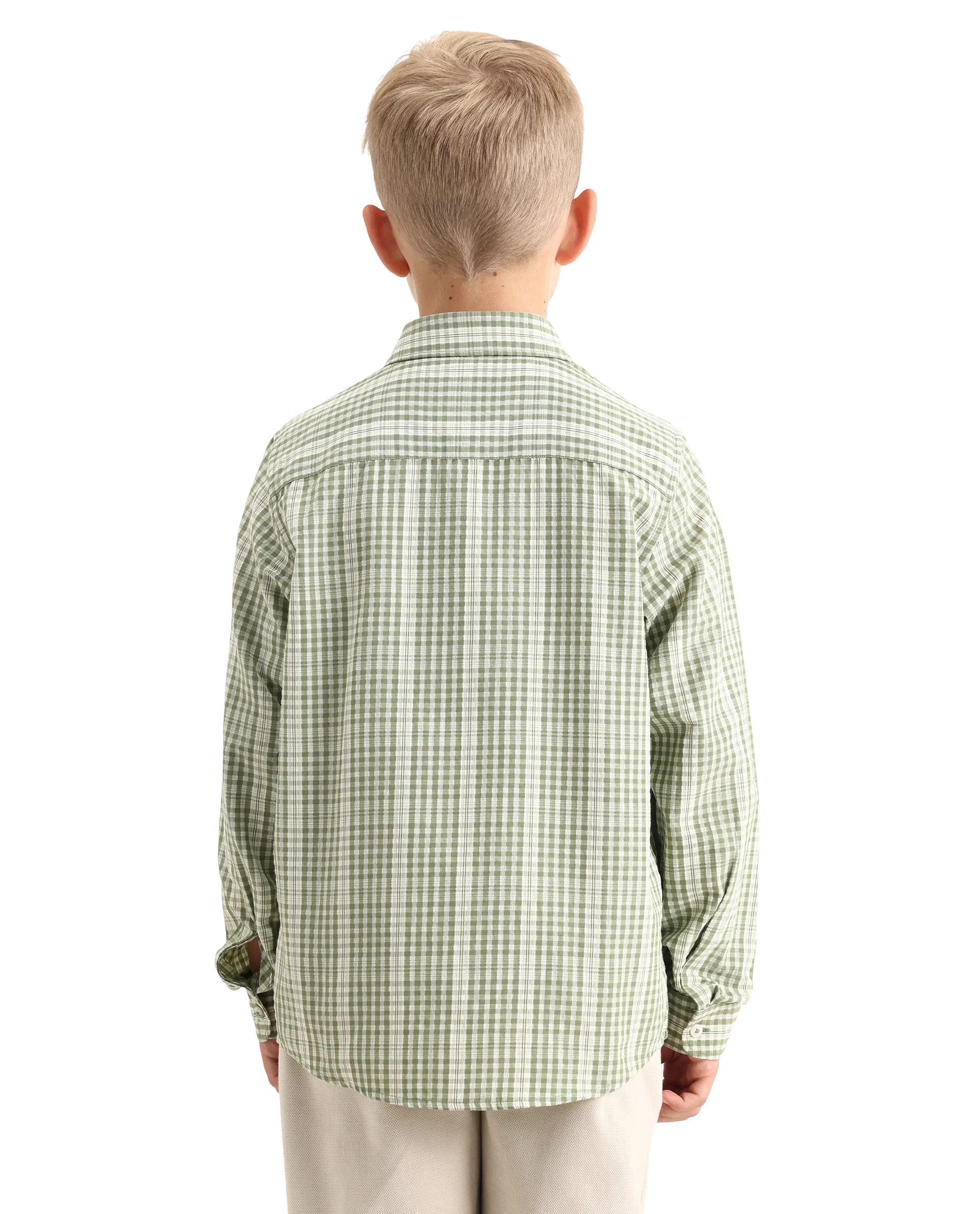 Rare Ones Kids Luton Light Green Polyester Blend Fabric Button Closure Regular Fit Shirt - Image 8
