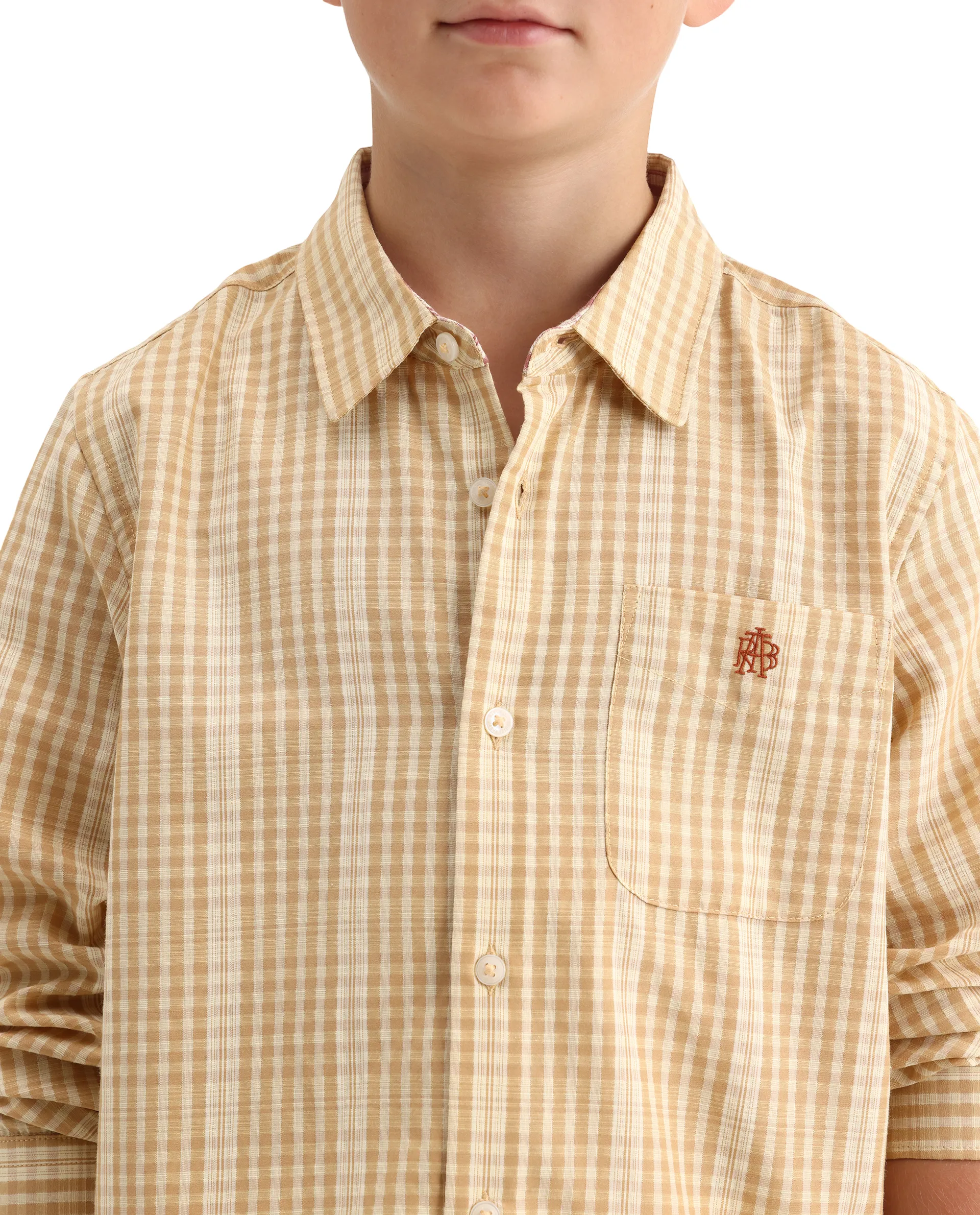 Rare Ones Kids Luton Light Yellow Polyester Blend Fabric Button Closure Regular Fit Shirt - Image 4