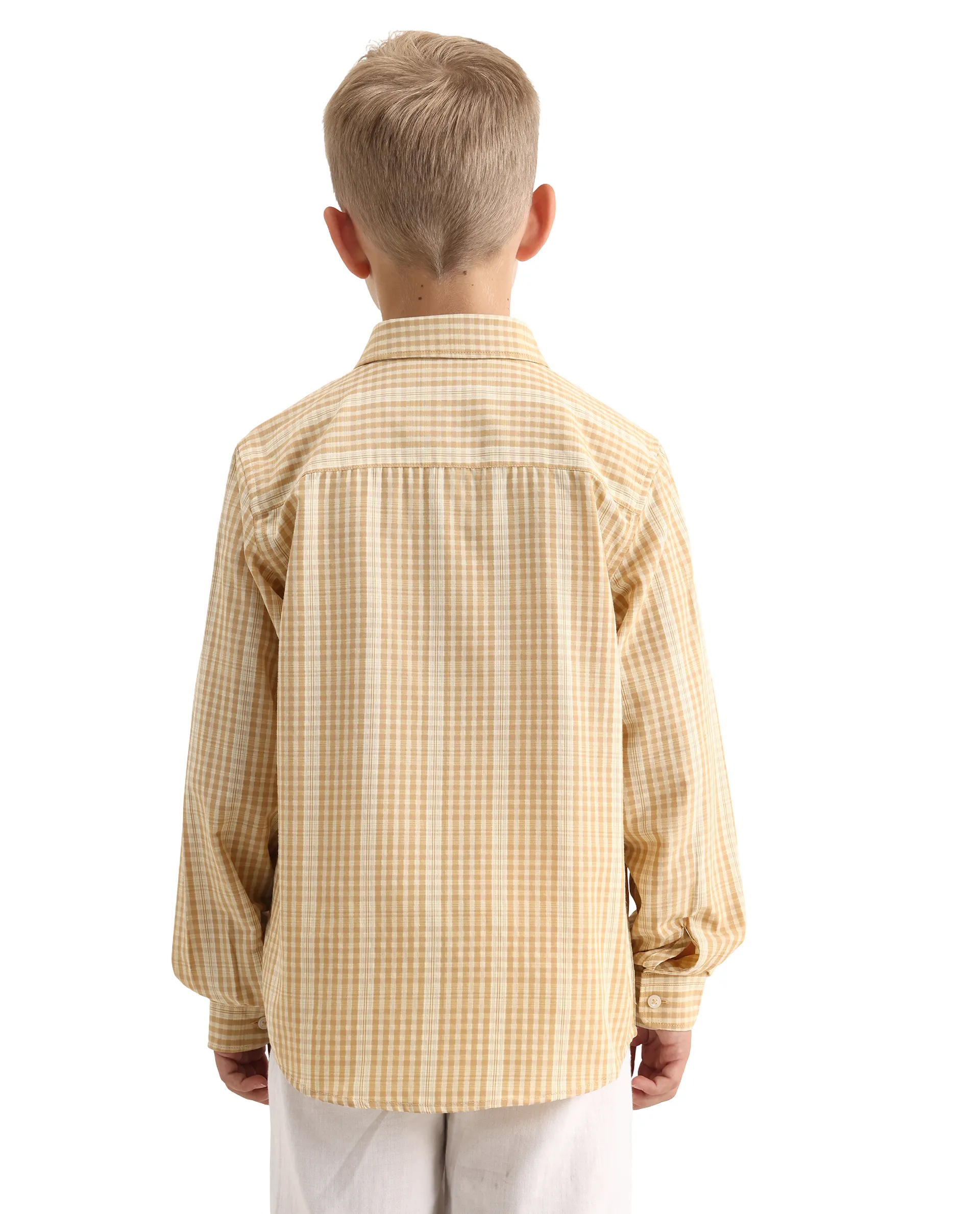 Rare Ones Kids Luton Light Yellow Polyester Blend Fabric Button Closure Regular Fit Shirt - Image 7