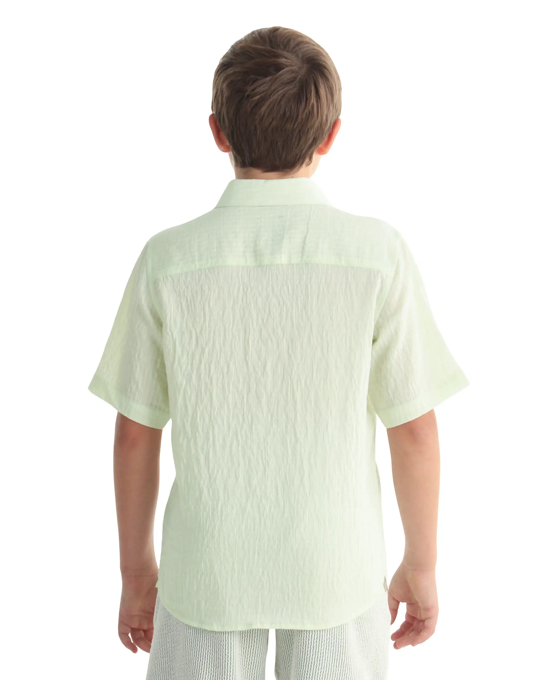 Rare Ones Kids Lyth-26 Fluorescent Green Viscose Blend Button Closure Regular Fit Shirt - Image 7