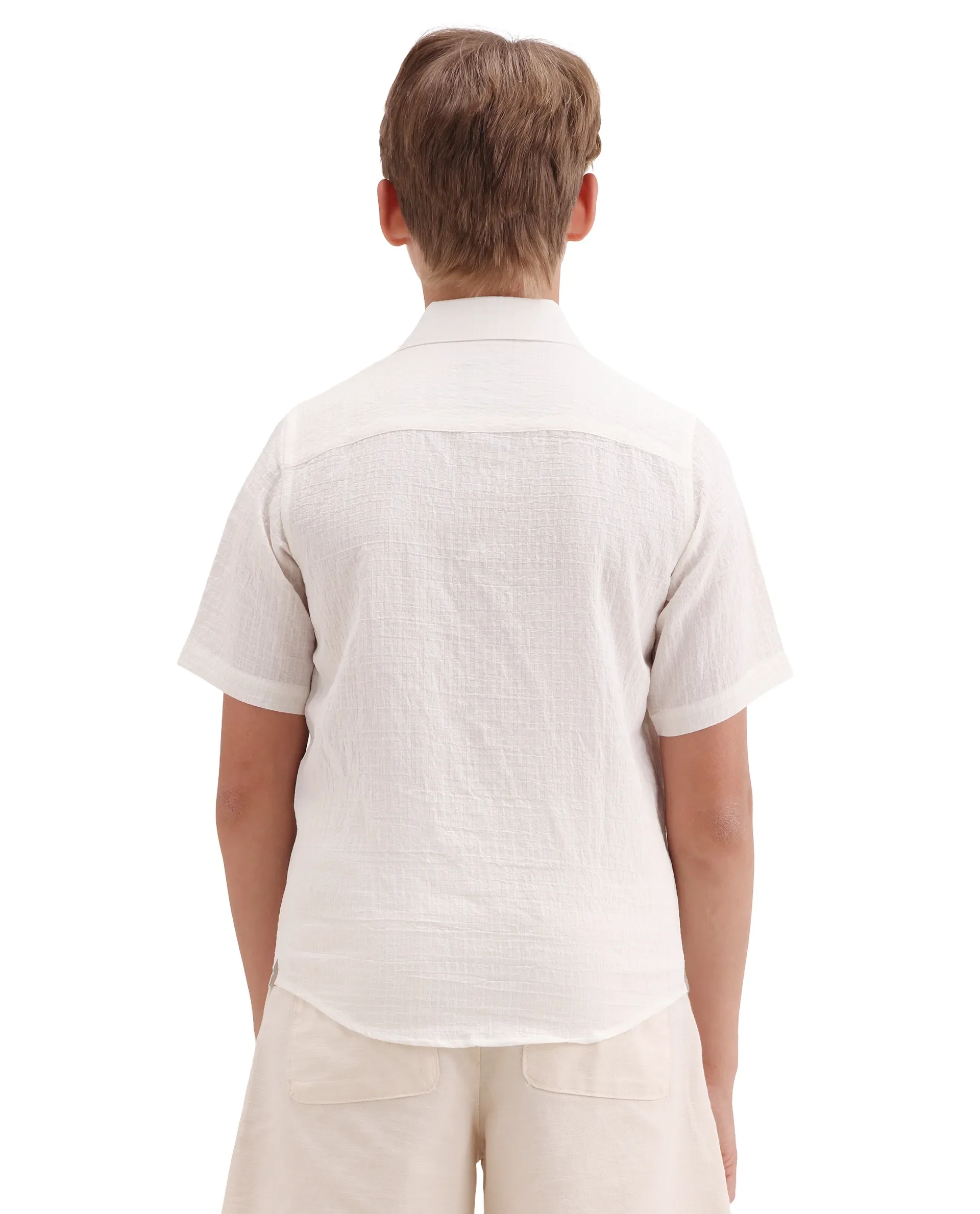 Rare Ones Kids Lyth-26 Off White Viscose Blend Button Closure Regular Fit Shirt - Image 2