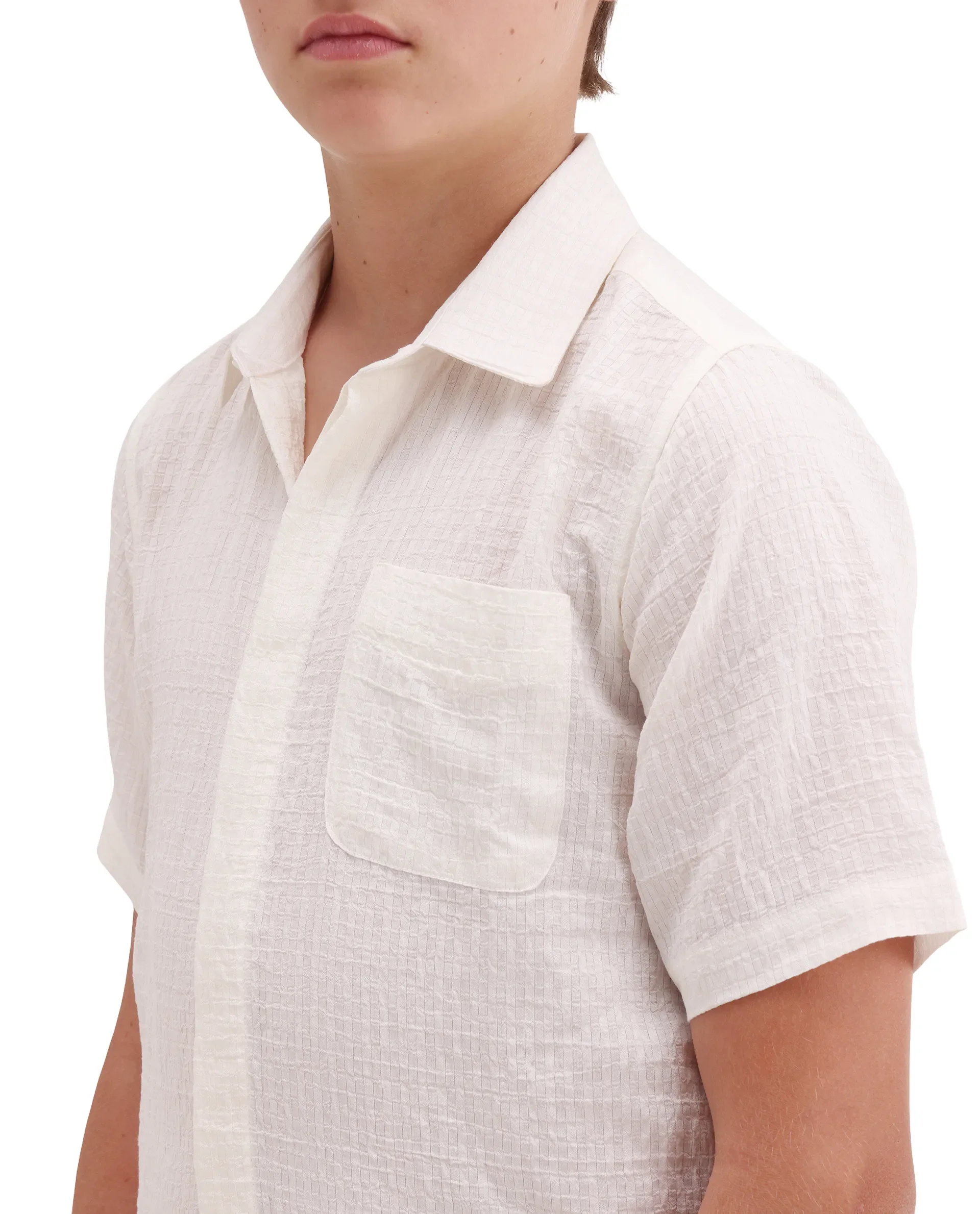 Rare Ones Kids Lyth-26 Off White Viscose Blend Button Closure Regular Fit Shirt - Image 6