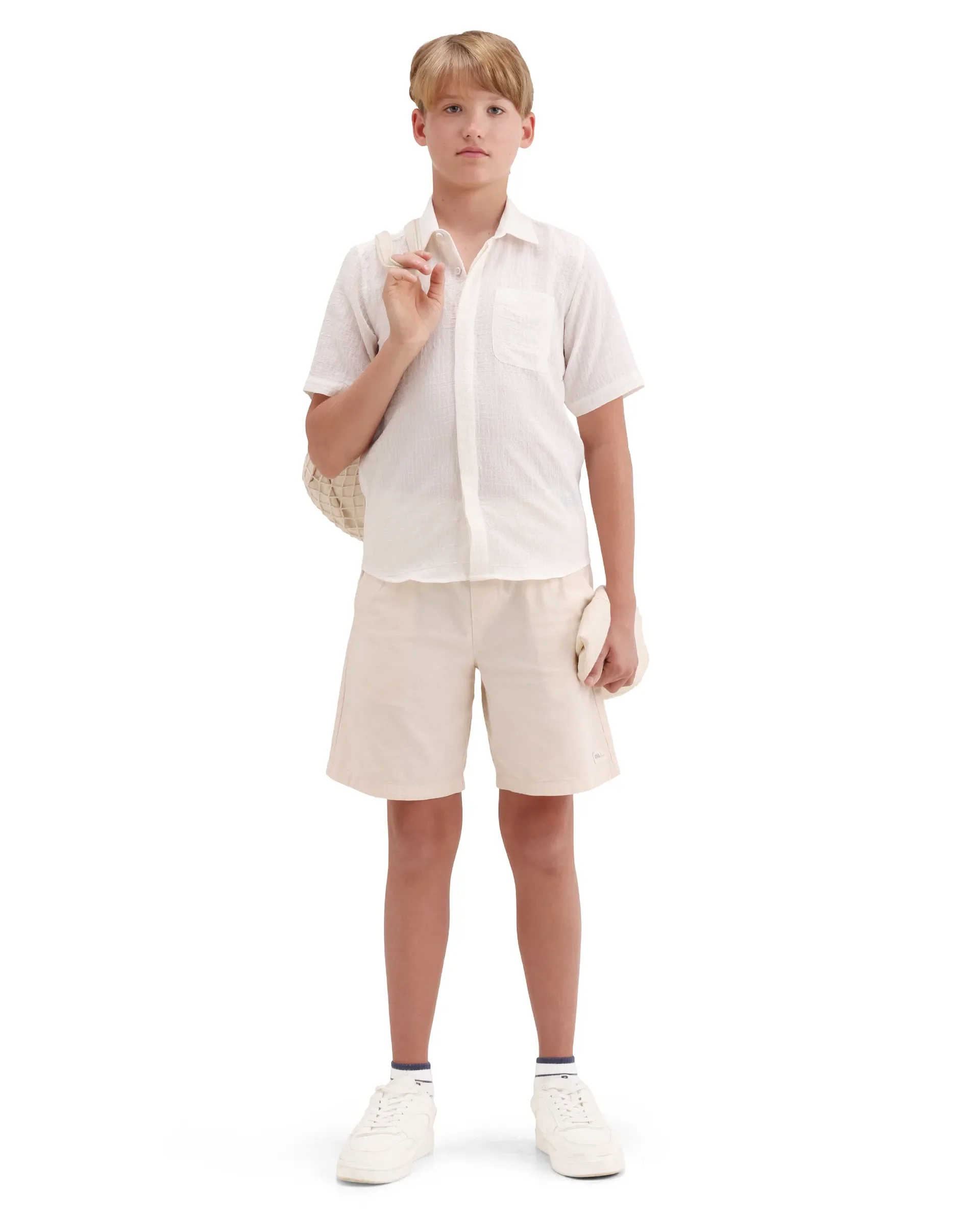 Rare Ones Kids Lyth-26 Off White Viscose Blend Button Closure Regular Fit Shirt - Image 7