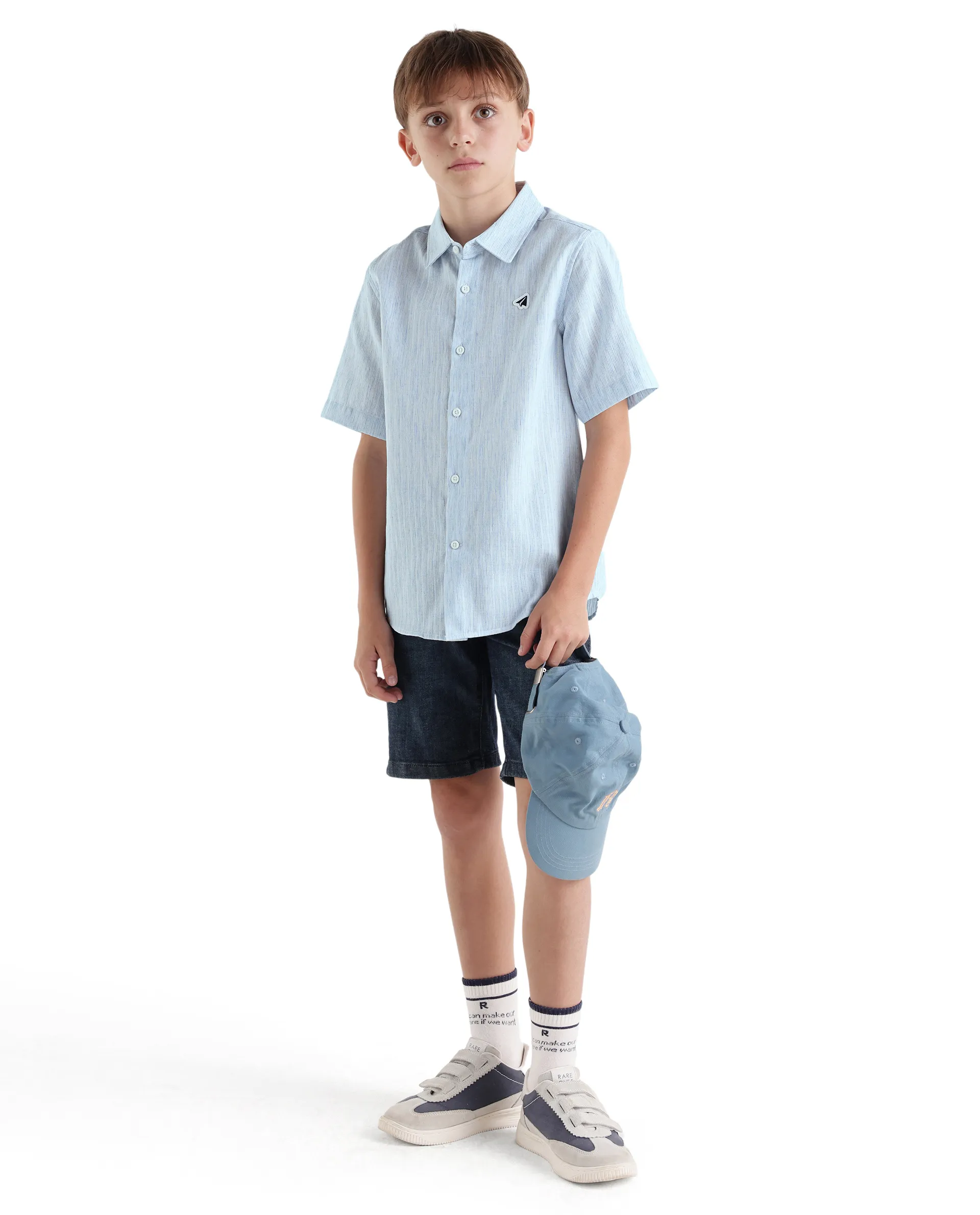 Rare Ones Kids Nobil Light Blue Cotton Blend Button Closure Regular Fit Shirt - Image 2
