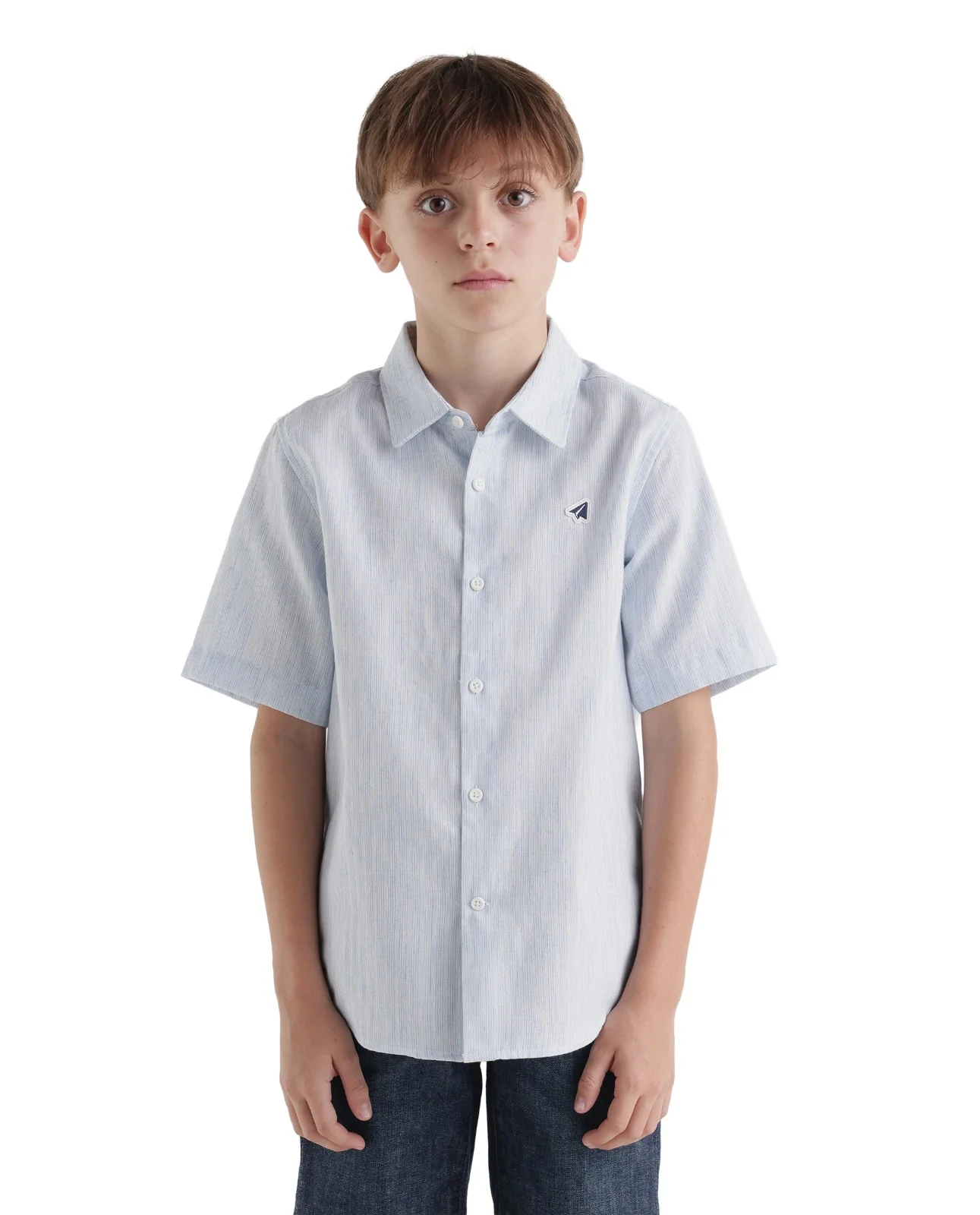 Rare Ones Kids Nobil Light Blue Cotton Blend Button Closure Regular Fit Shirt - Image 3