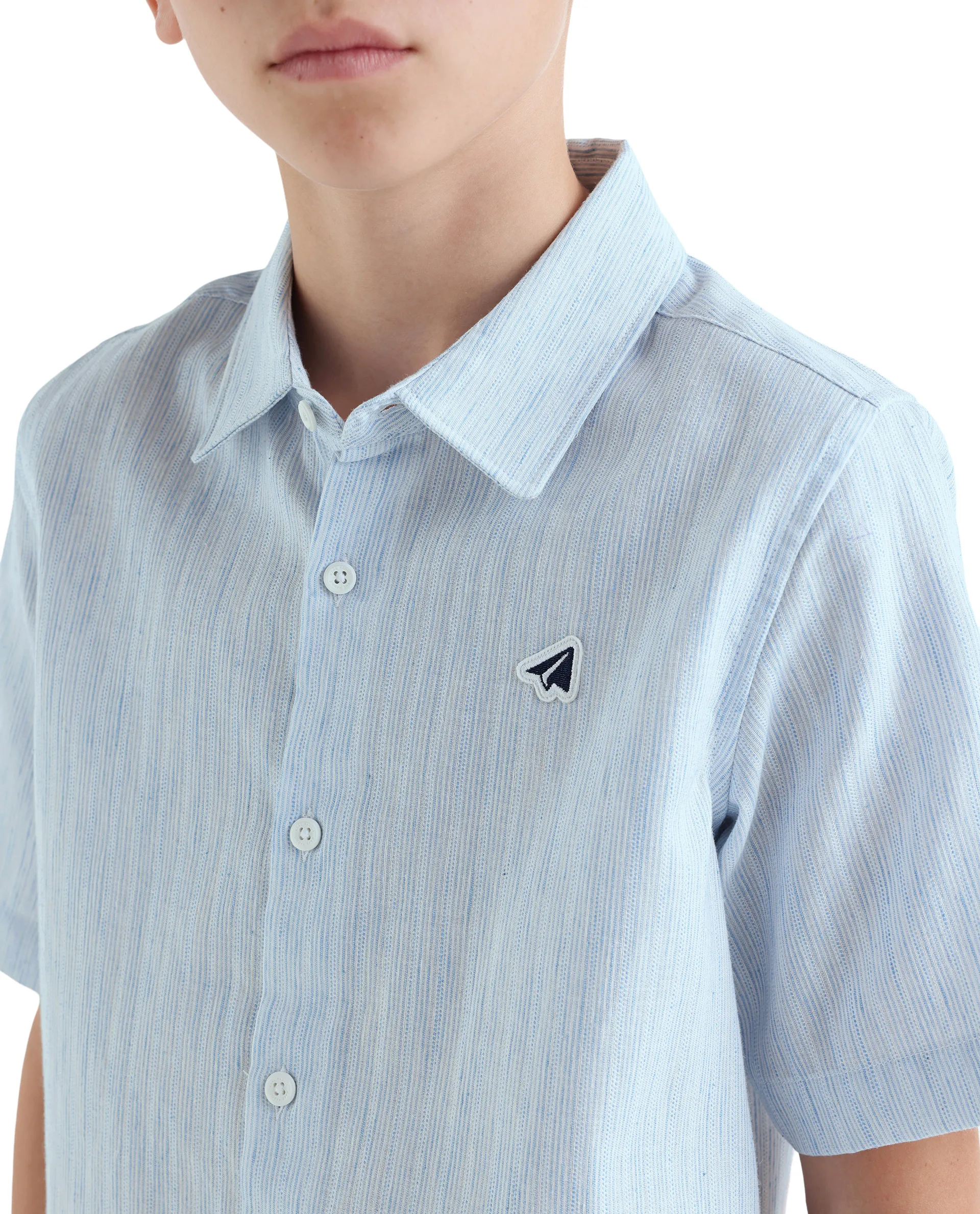 Rare Ones Kids Nobil Light Blue Cotton Blend Button Closure Regular Fit Shirt - Image 4