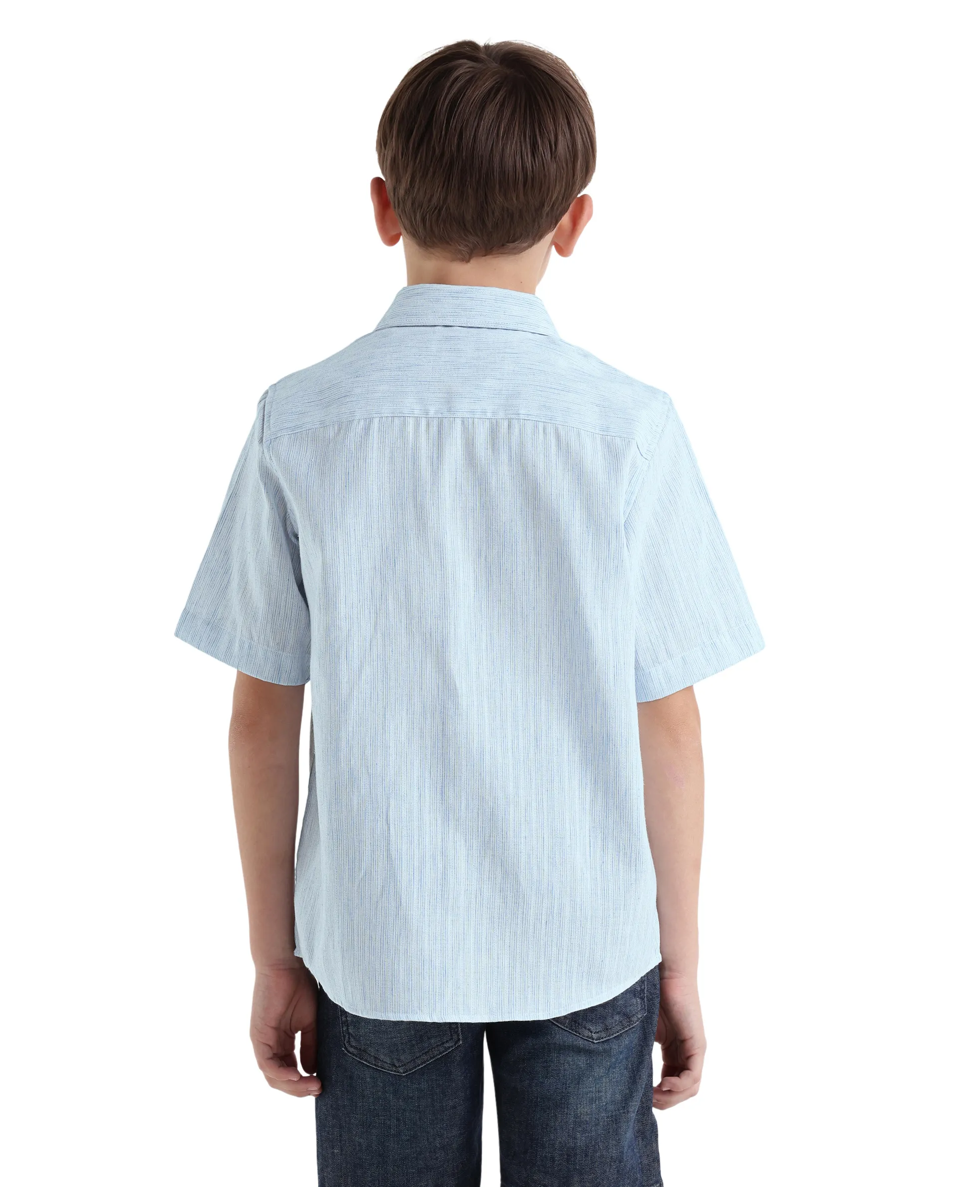 Rare Ones Kids Nobil Light Blue Cotton Blend Button Closure Regular Fit Shirt - Image 7
