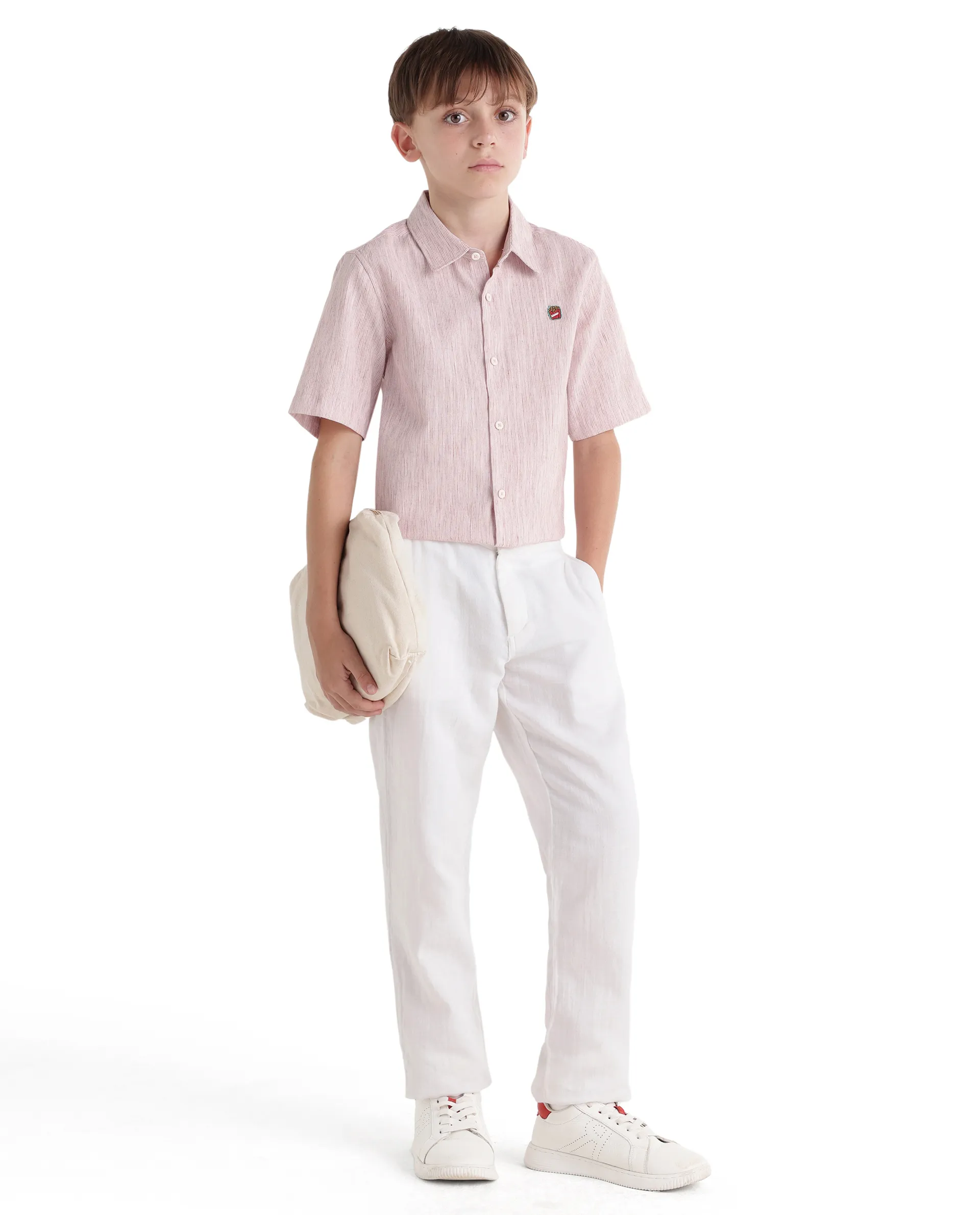 Rare Ones Kids Nobil Light Pink Cotton Blend Button Closure Regular Fit Shirt - Image 2