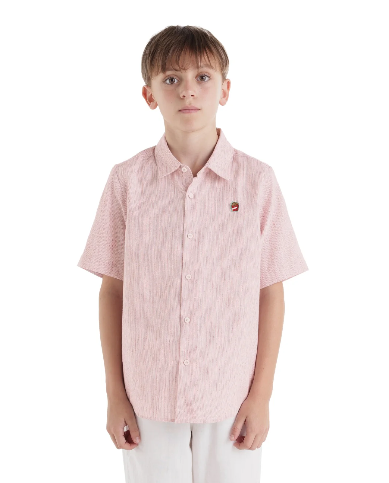 Rare Ones Kids Nobil Light Pink Cotton Blend Button Closure Regular Fit Shirt - Image 3