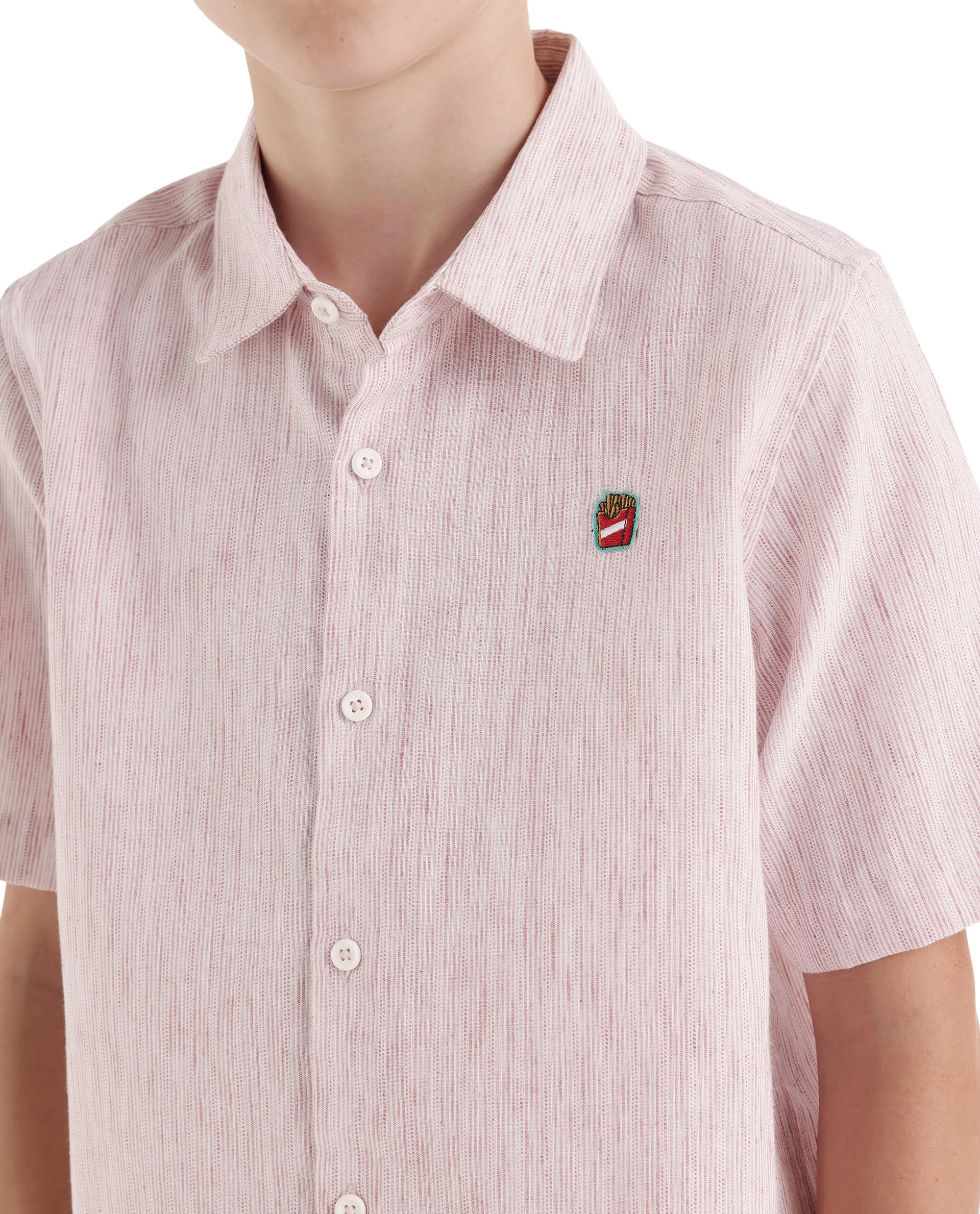 Rare Ones Kids Nobil Light Pink Cotton Blend Button Closure Regular Fit Shirt - Image 4