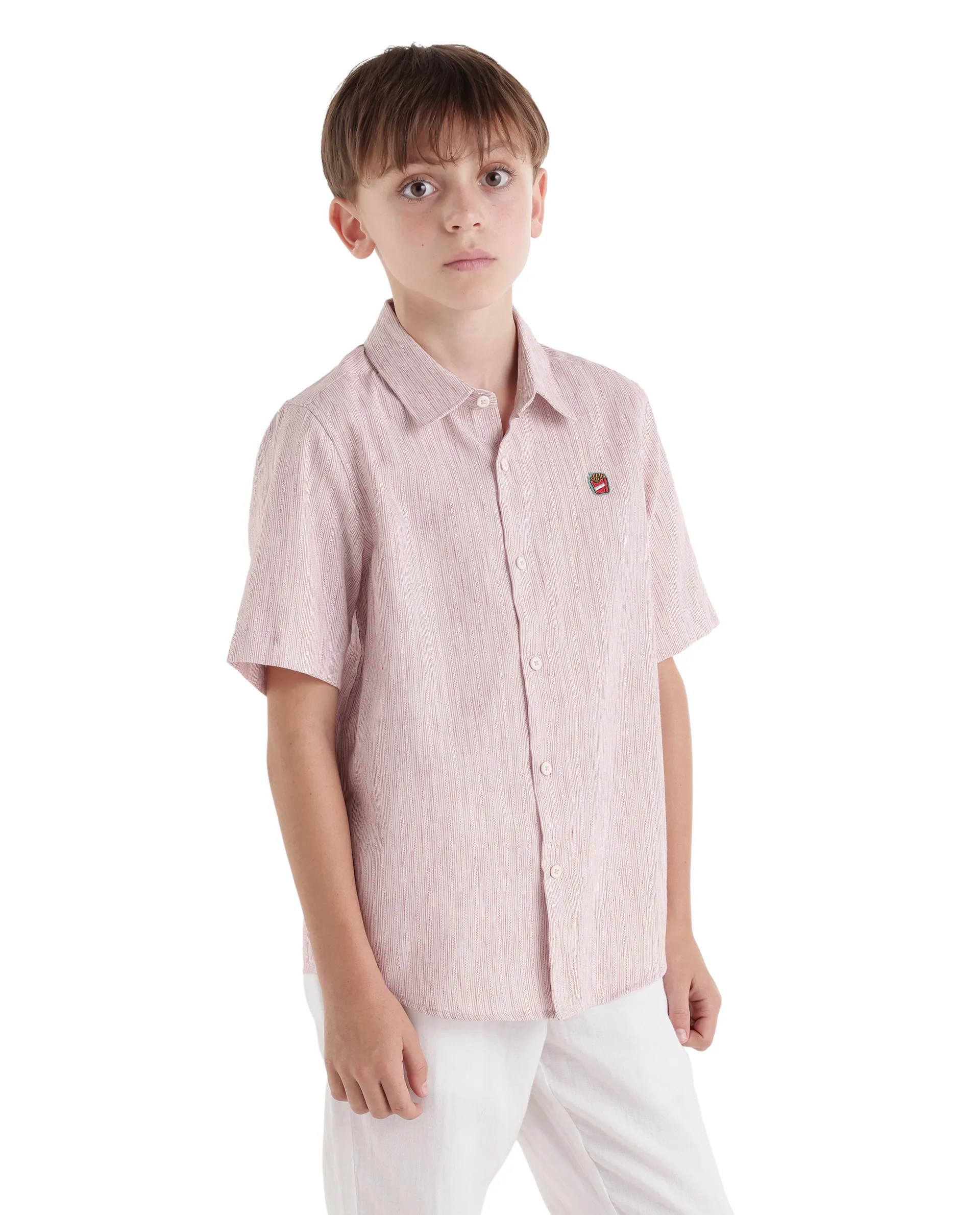 Rare Ones Kids Nobil Light Pink Cotton Blend Button Closure Regular Fit Shirt - Image 5