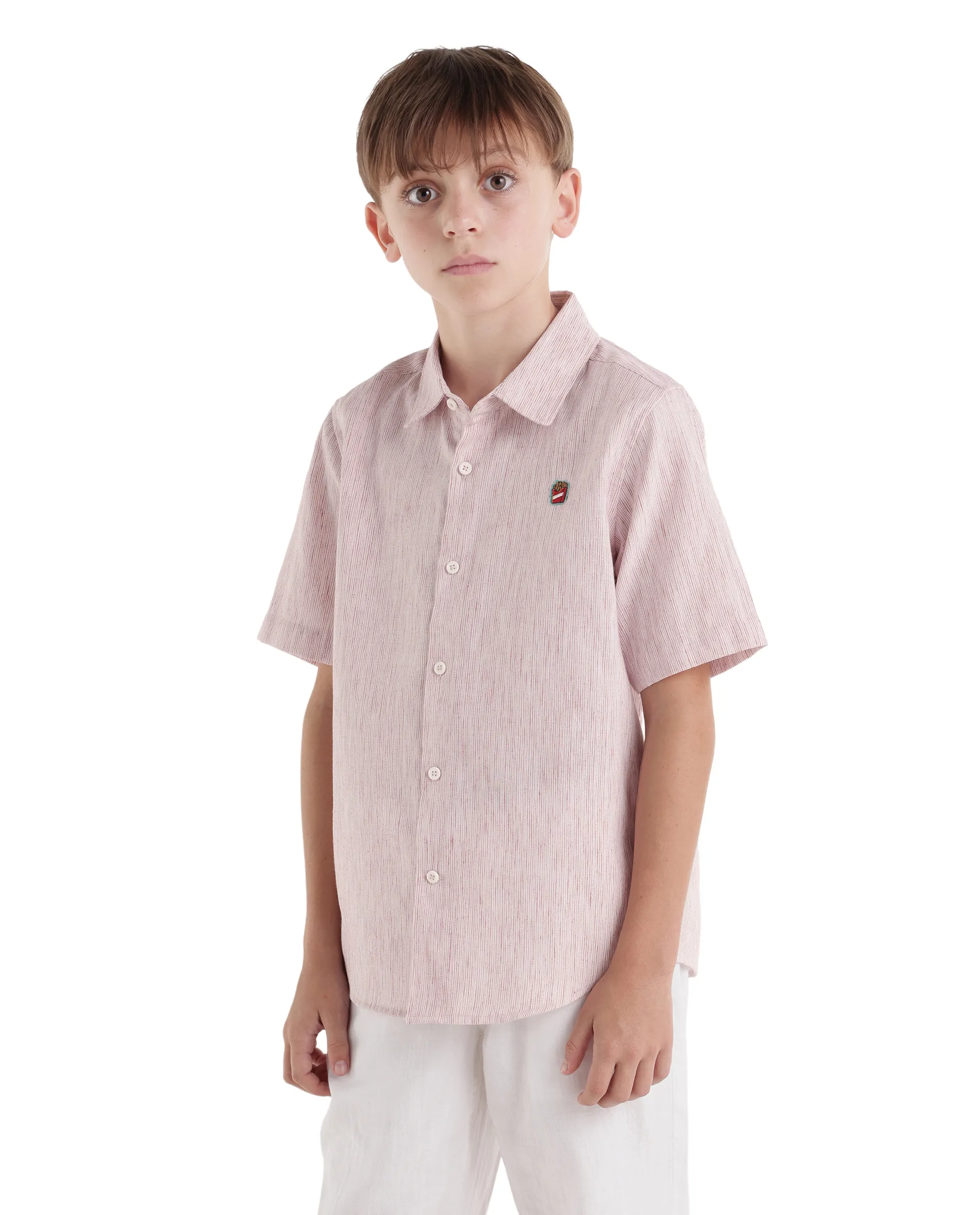 Rare Ones Kids Nobil Light Pink Cotton Blend Button Closure Regular Fit Shirt - Image 6