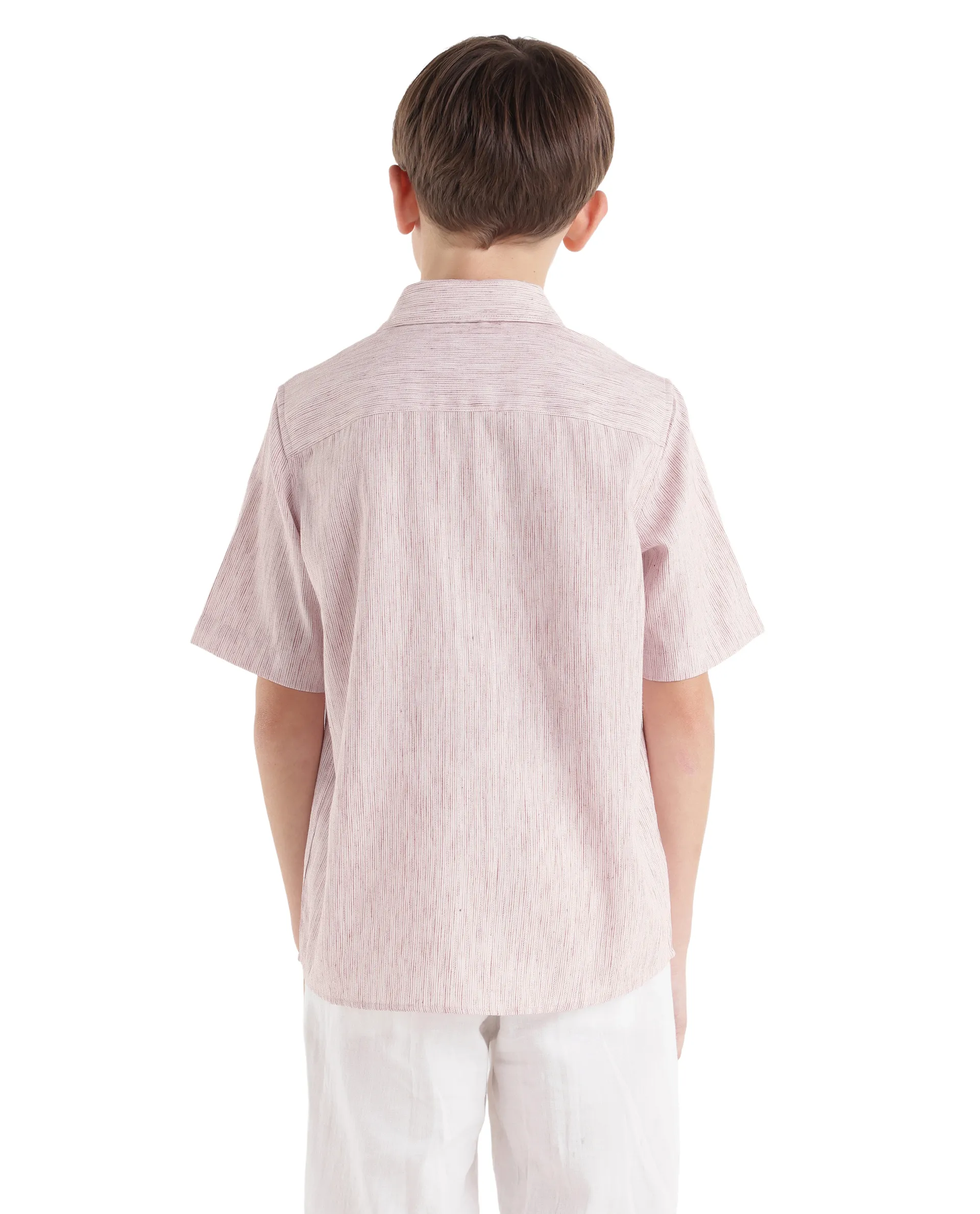 Rare Ones Kids Nobil Light Pink Cotton Blend Button Closure Regular Fit Shirt - Image 7