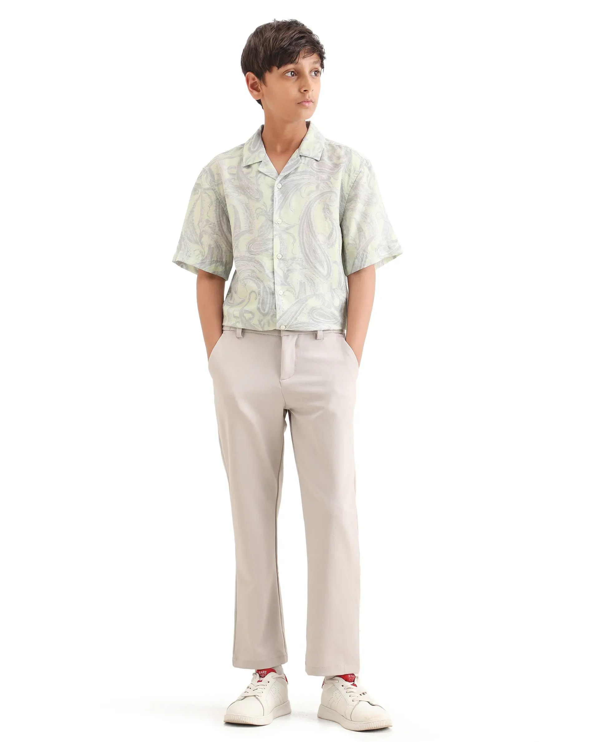 Rare Ones Kids Pasel-S Fluorescent Green Viscose Blend Button Closure Boxy Fit Shirt - Image 2