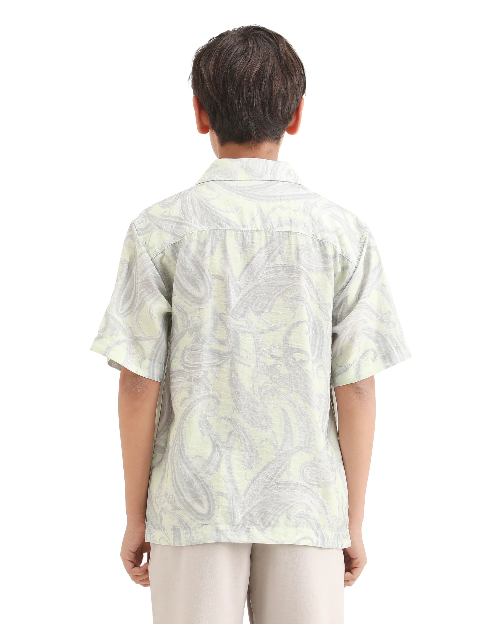 Rare Ones Kids Pasel-S Fluorescent Green Viscose Blend Button Closure Boxy Fit Shirt - Image 7