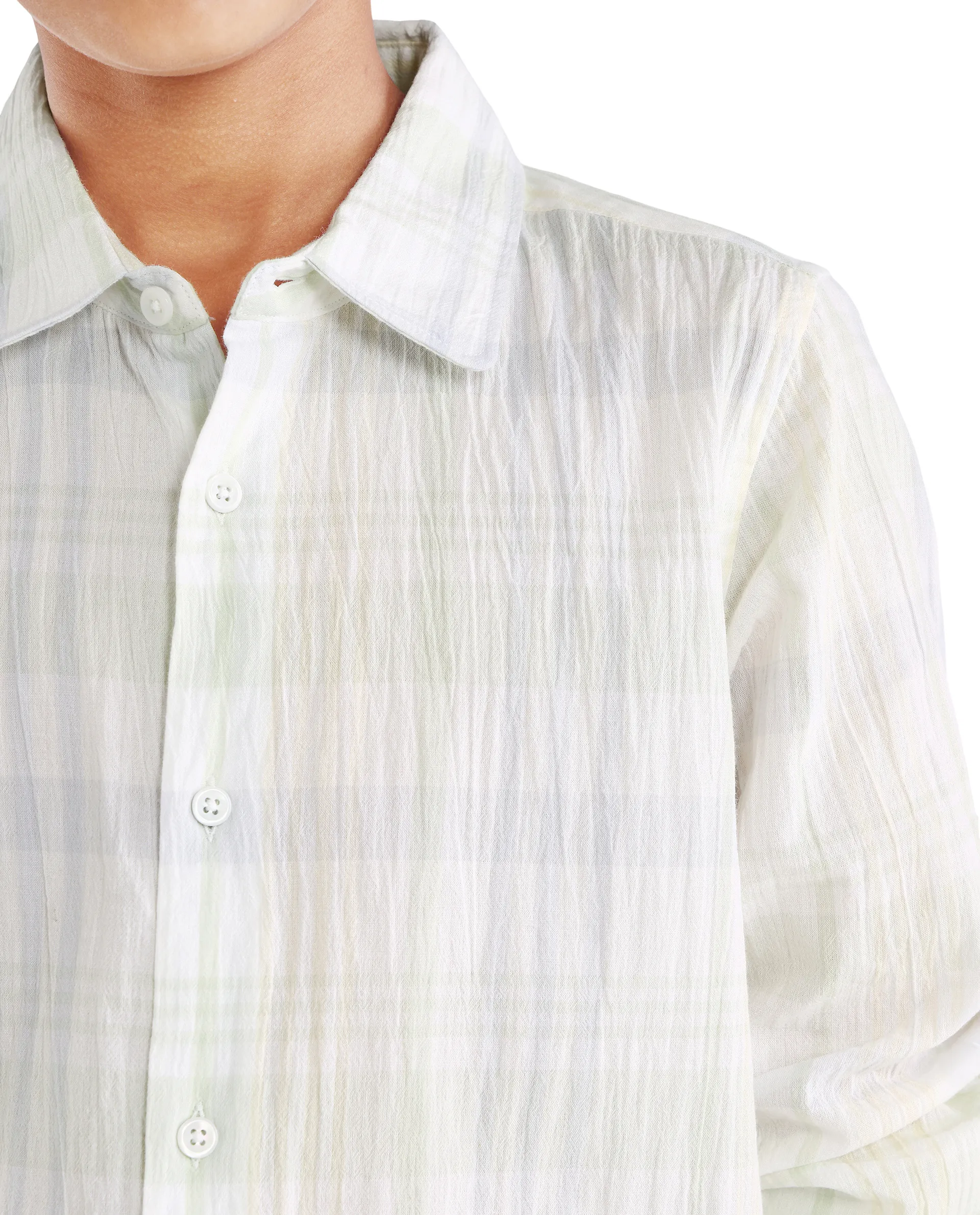 Rare Ones Kids Pinge-26K Pastel Green Cotton Blend Button Closure Regular Fit Shirt - Image 4